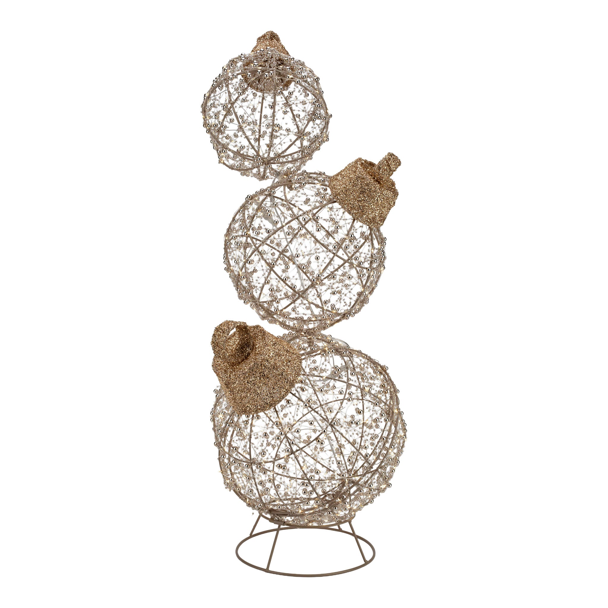 87cm Illuminated Gold Beaded Bauble Stack 600 LED - Seasonal Decor