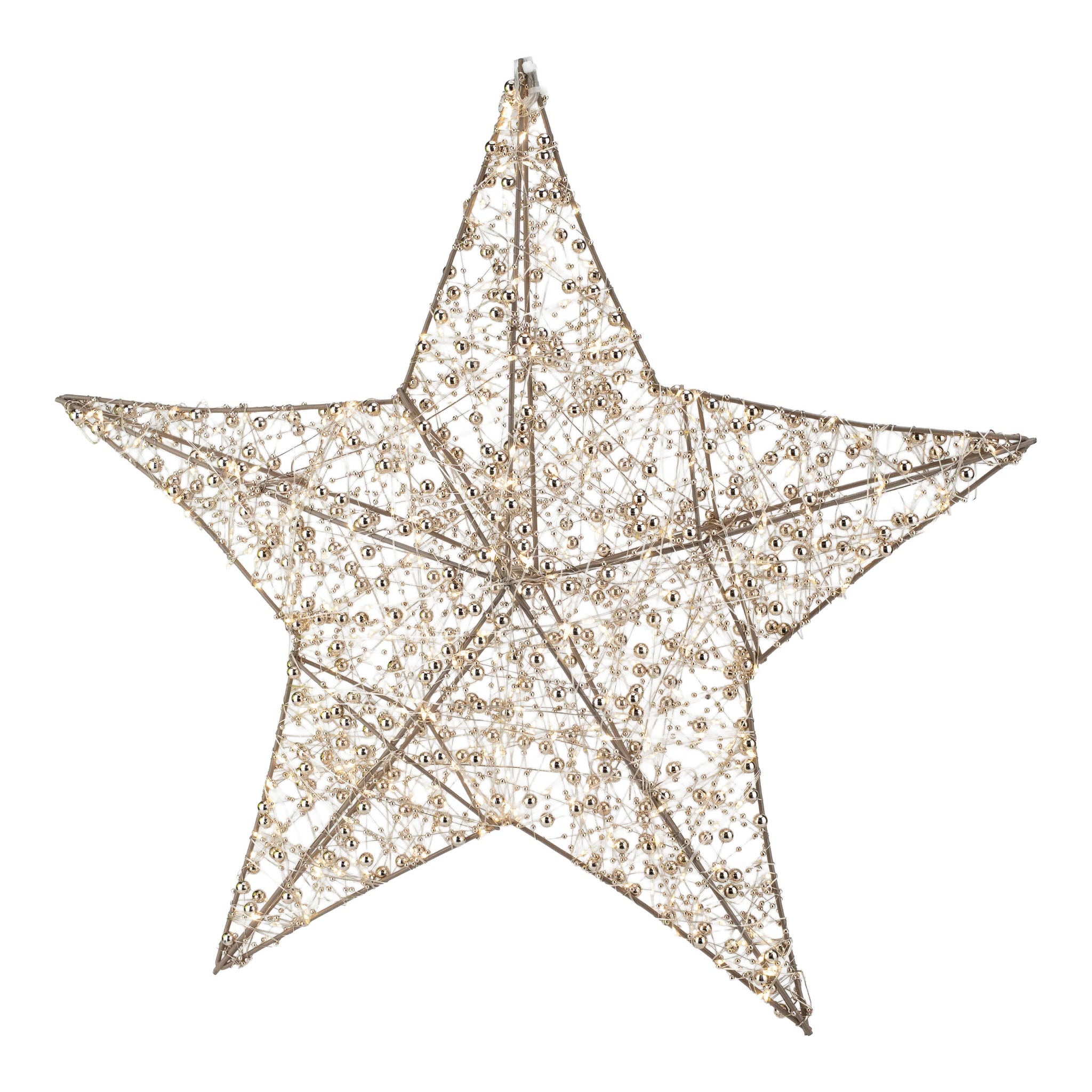 50cm Illuminated Gold Beaded Star 500 LED - Seasonal Decor