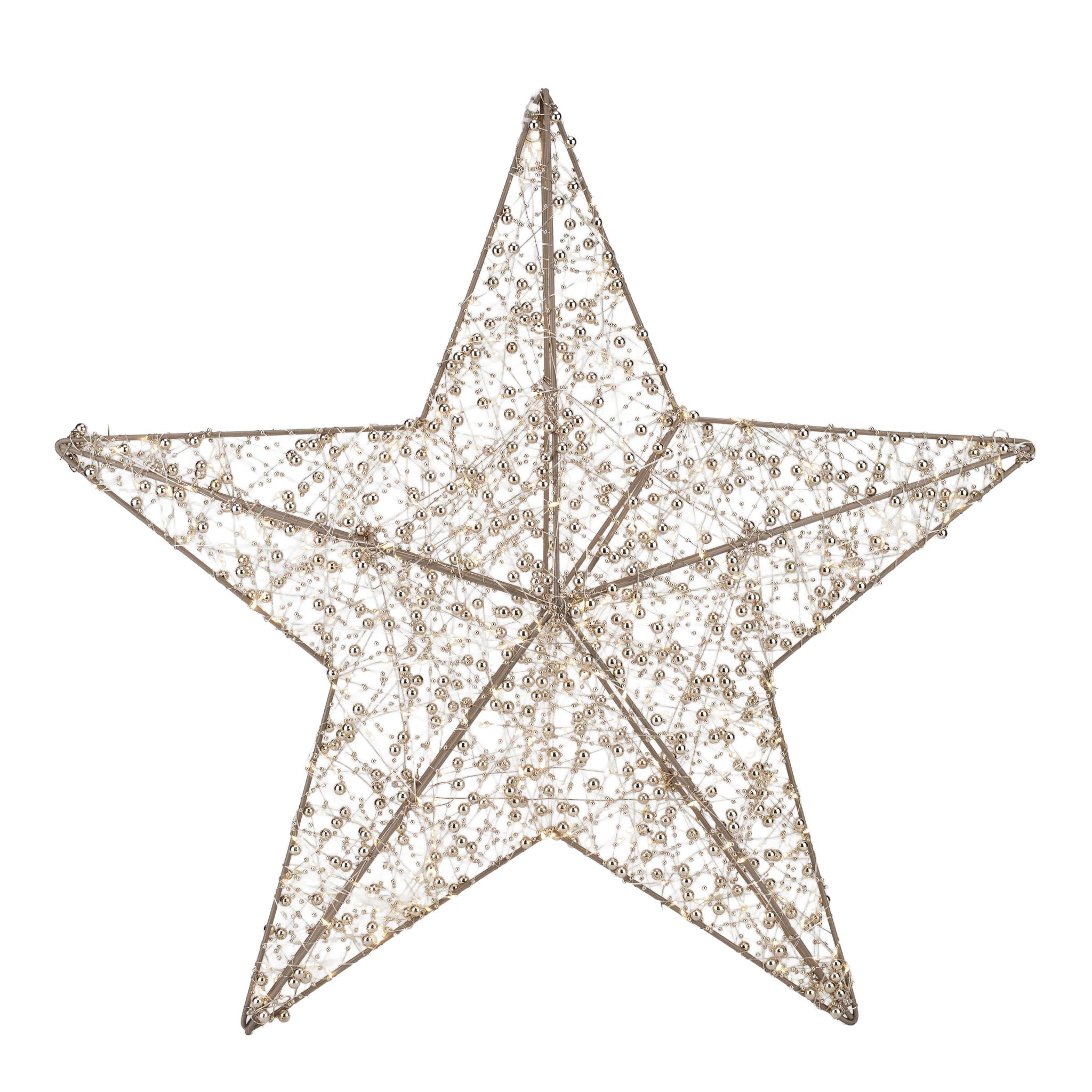 60cm Illuminated Gold Beaded Star 600 LED - Seasonal Decor