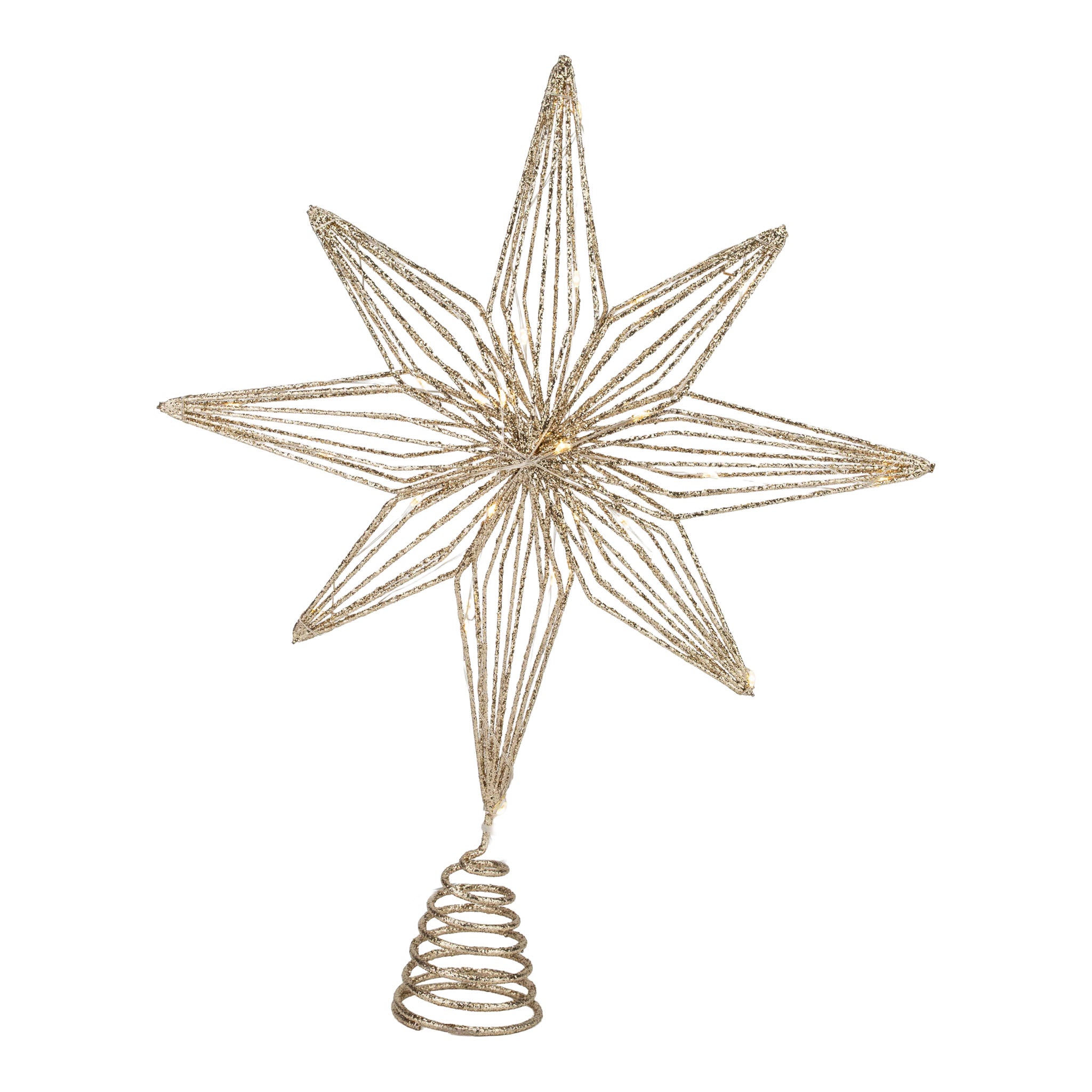 40cm Gold 8 Point Star Tree Topper with 20 LED - Seasonal Decor