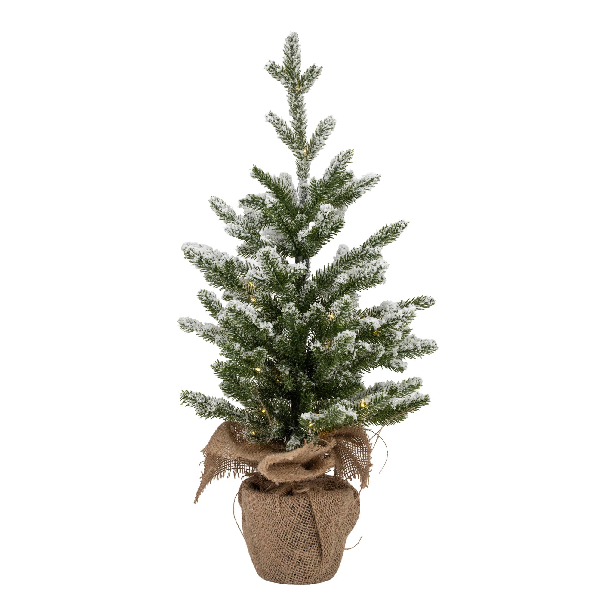 60cm Golden Snow Tree Jute Base 40 LED - Seasonal Decor