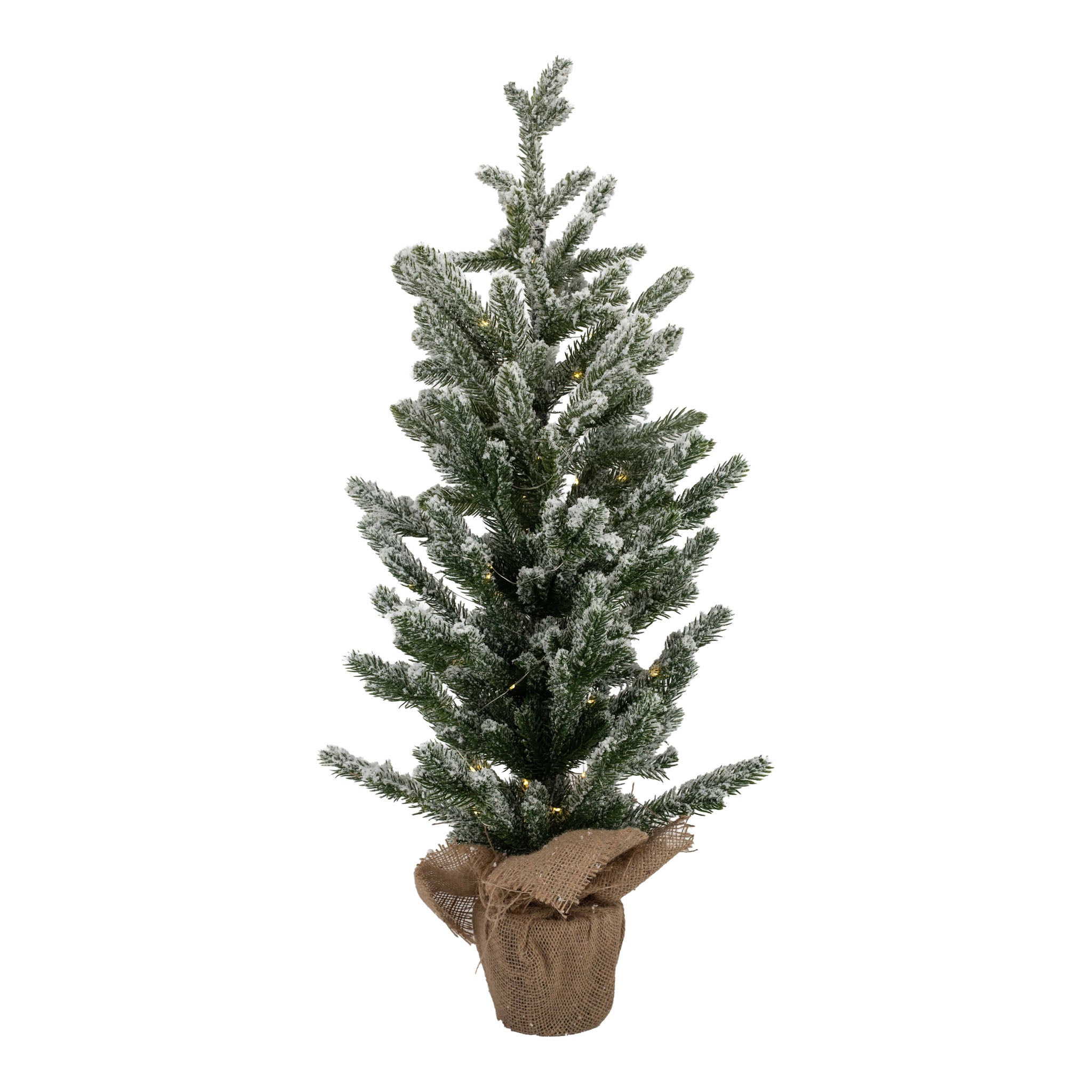 80cm Golden Snow Tree Jute Base 50 LED - Seasonal Decor