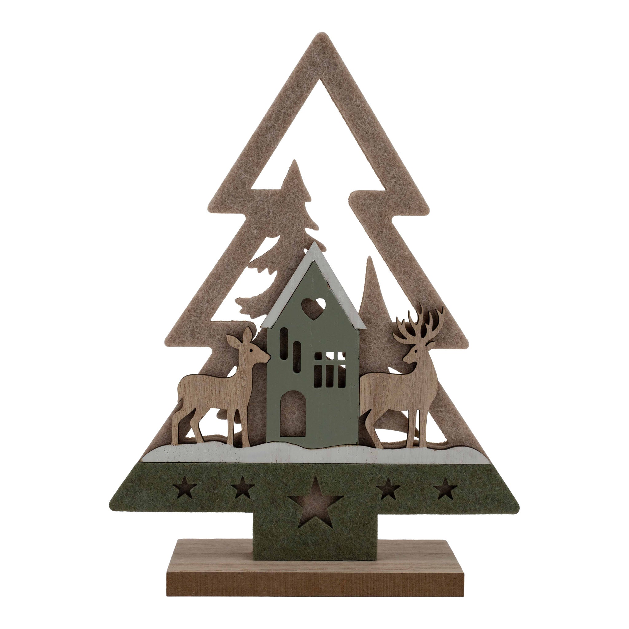 22cm Sage Green Hollow Natural Tree House - Seasonal Decor
