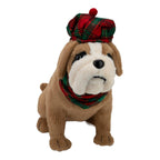 32cm Brown Festive Bulldog - Seasonal Decor