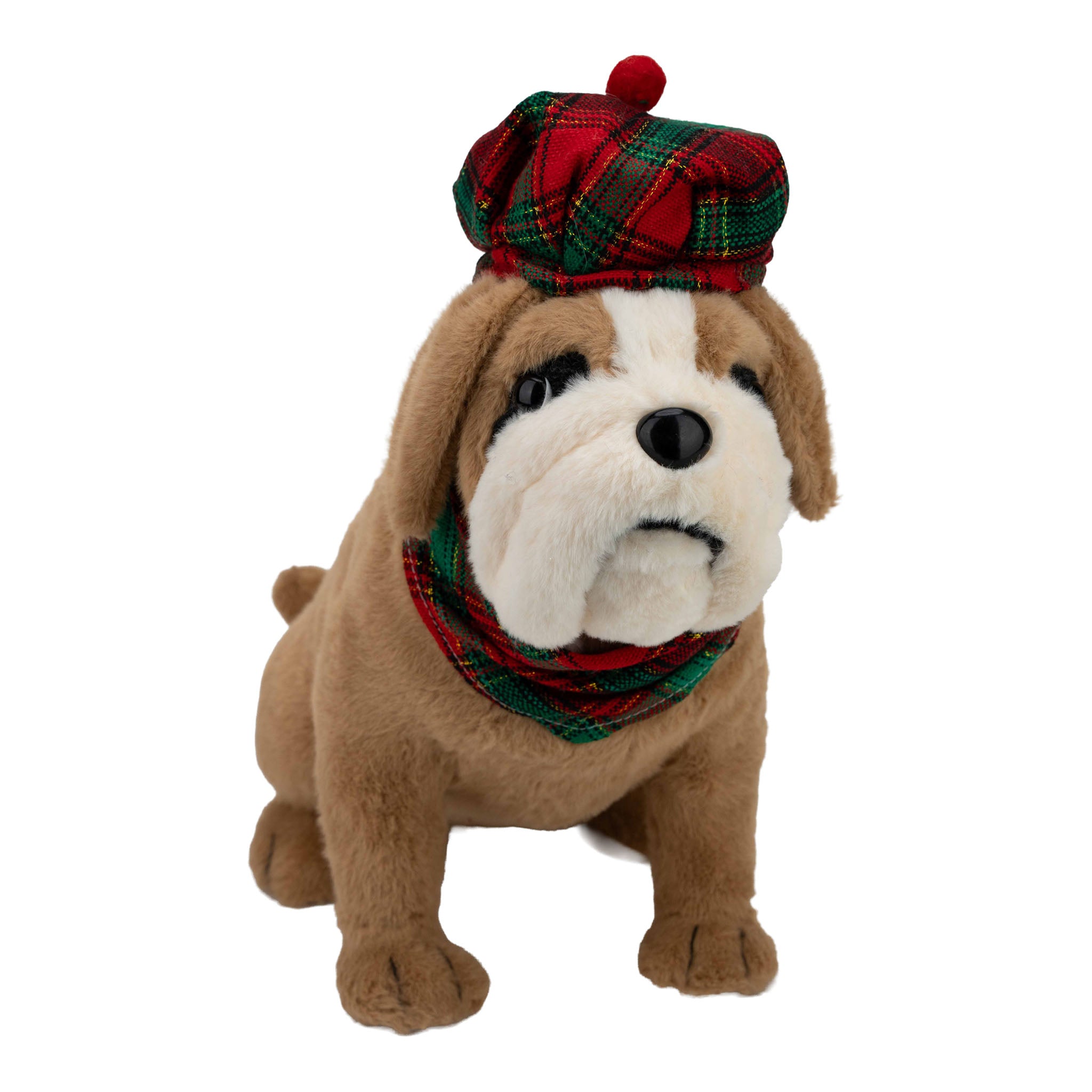 32cm Brown Festive Bulldog - Seasonal Decor