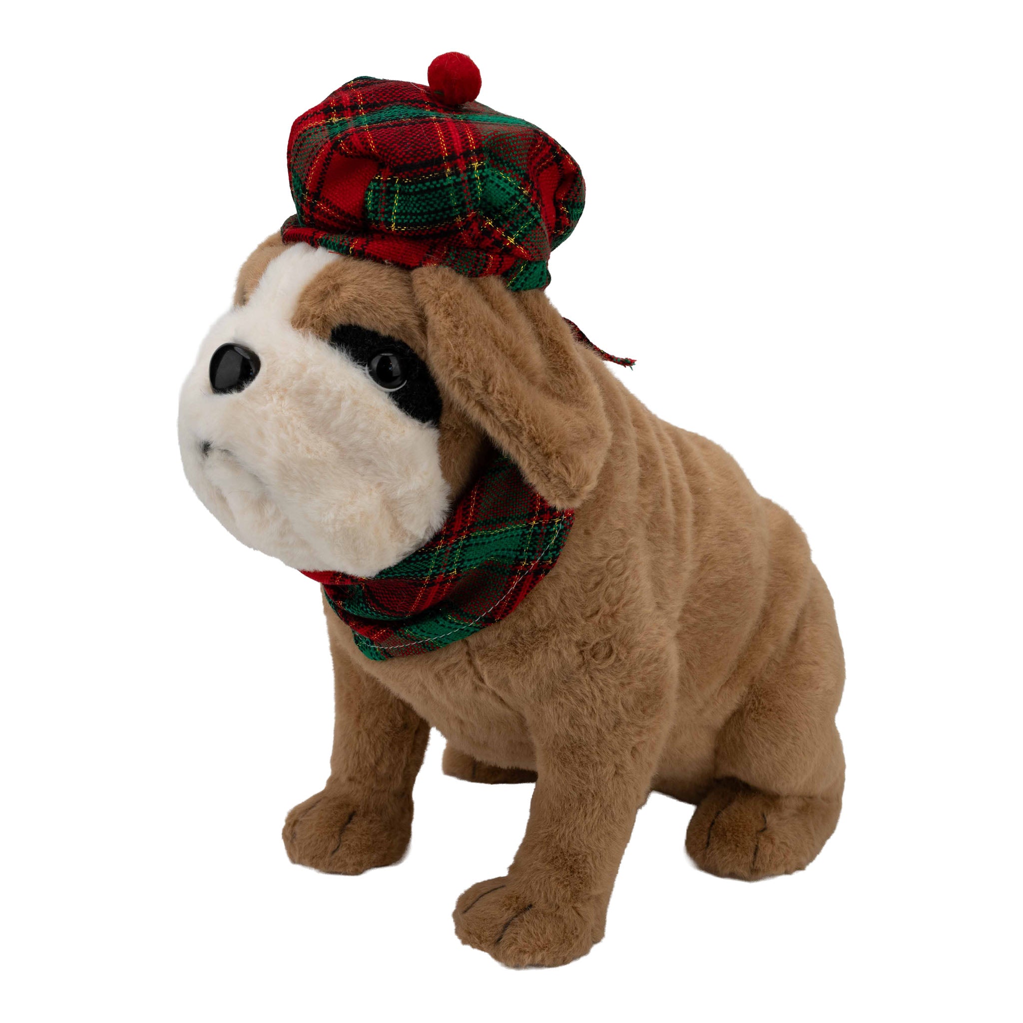 32cm Brown Festive Bulldog - Seasonal Decor