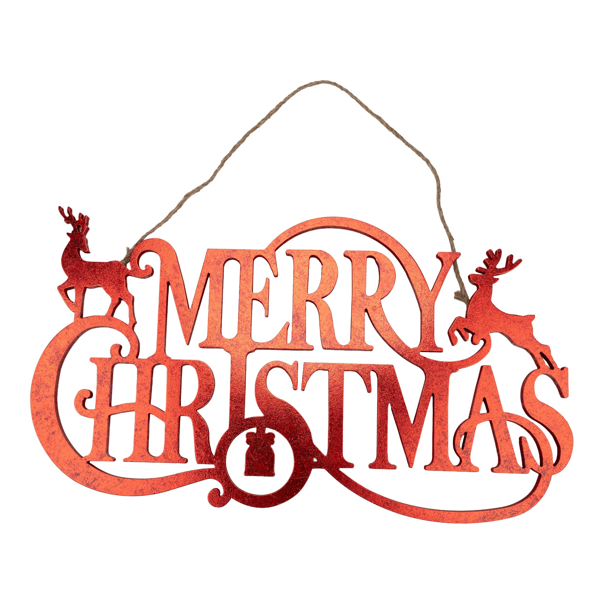 58cm L Merry Christmas Red Sign Hanging - Seasonal Decor