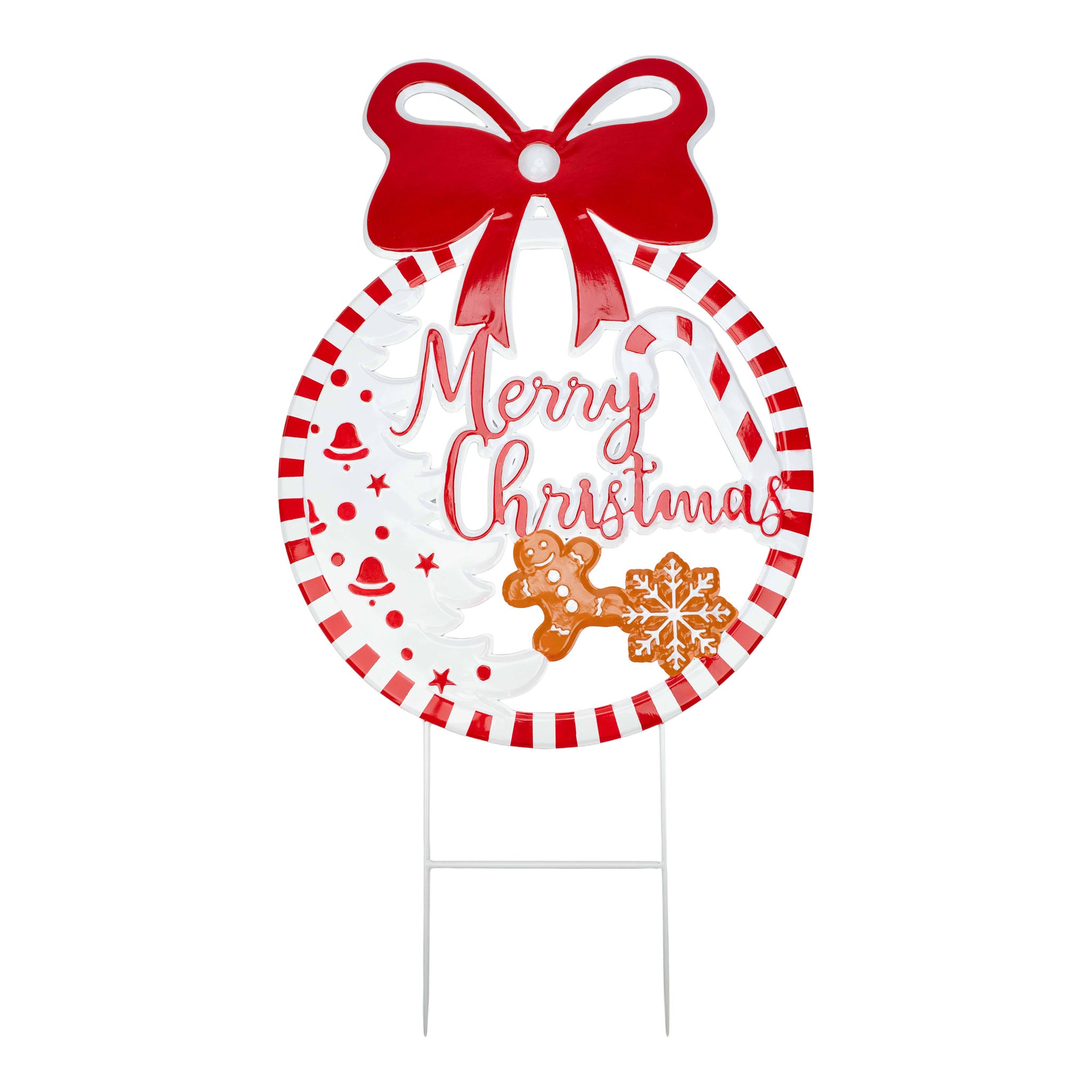 Gingerbread Merry Christmas Garden Stake Sign - Seasonal Decor