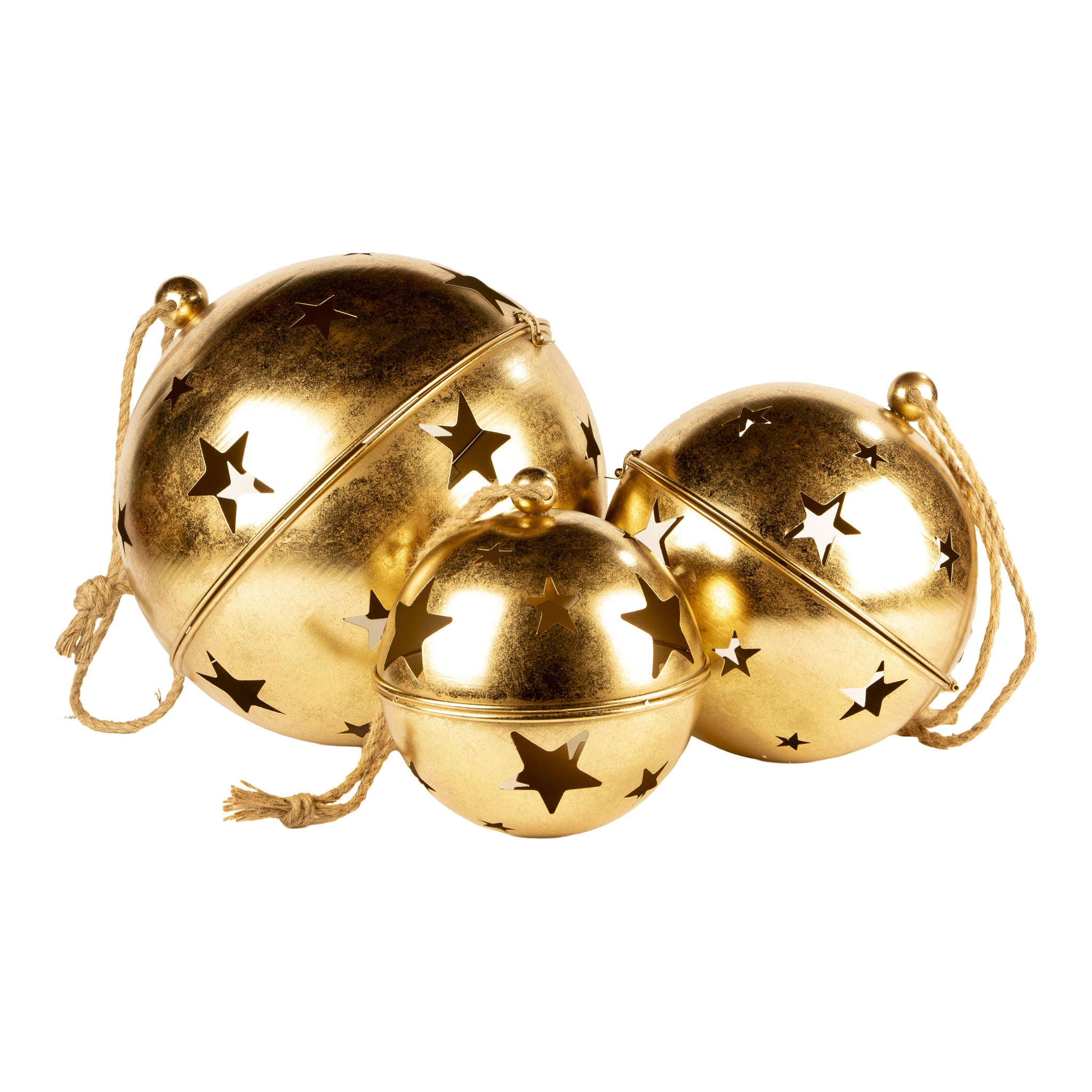 Set of 3 Gold Bells - Seasonal Decor