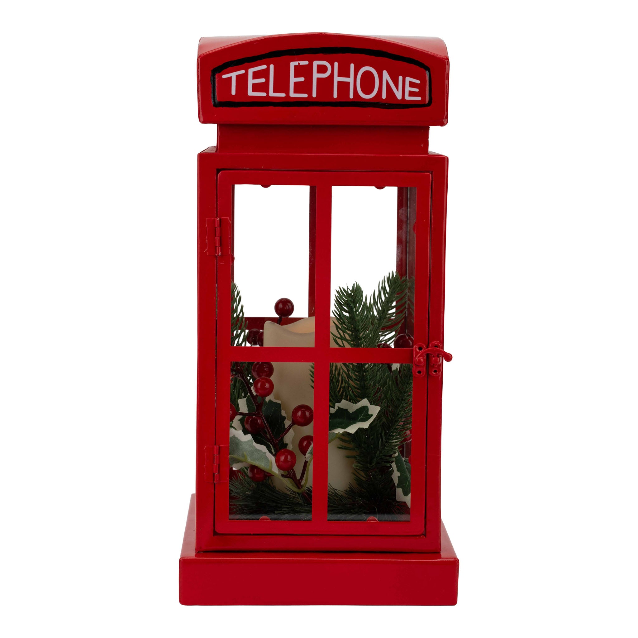 38cm Red Telephone Booth - Seasonal Decor
