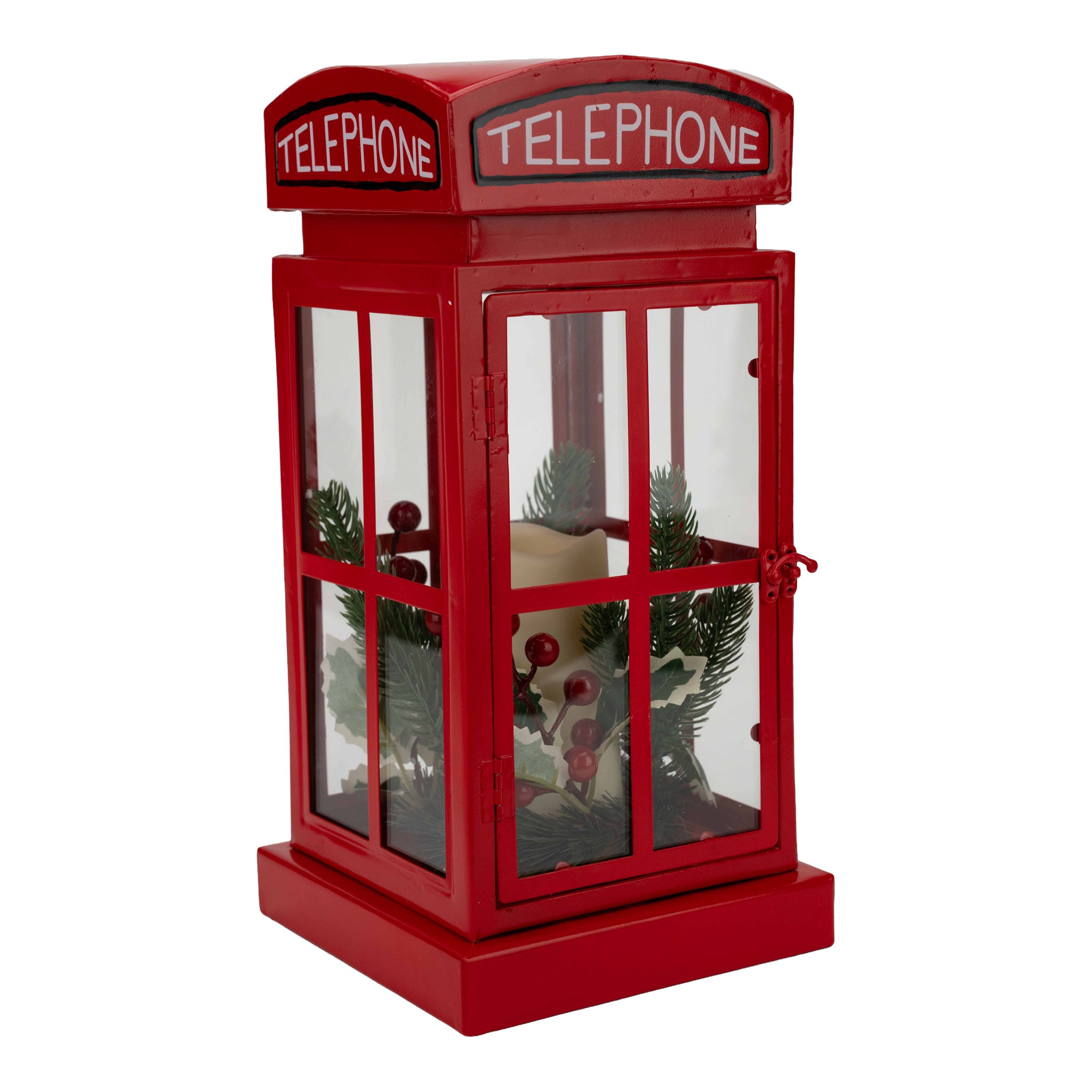 38cm Red Telephone Booth - Seasonal Decor