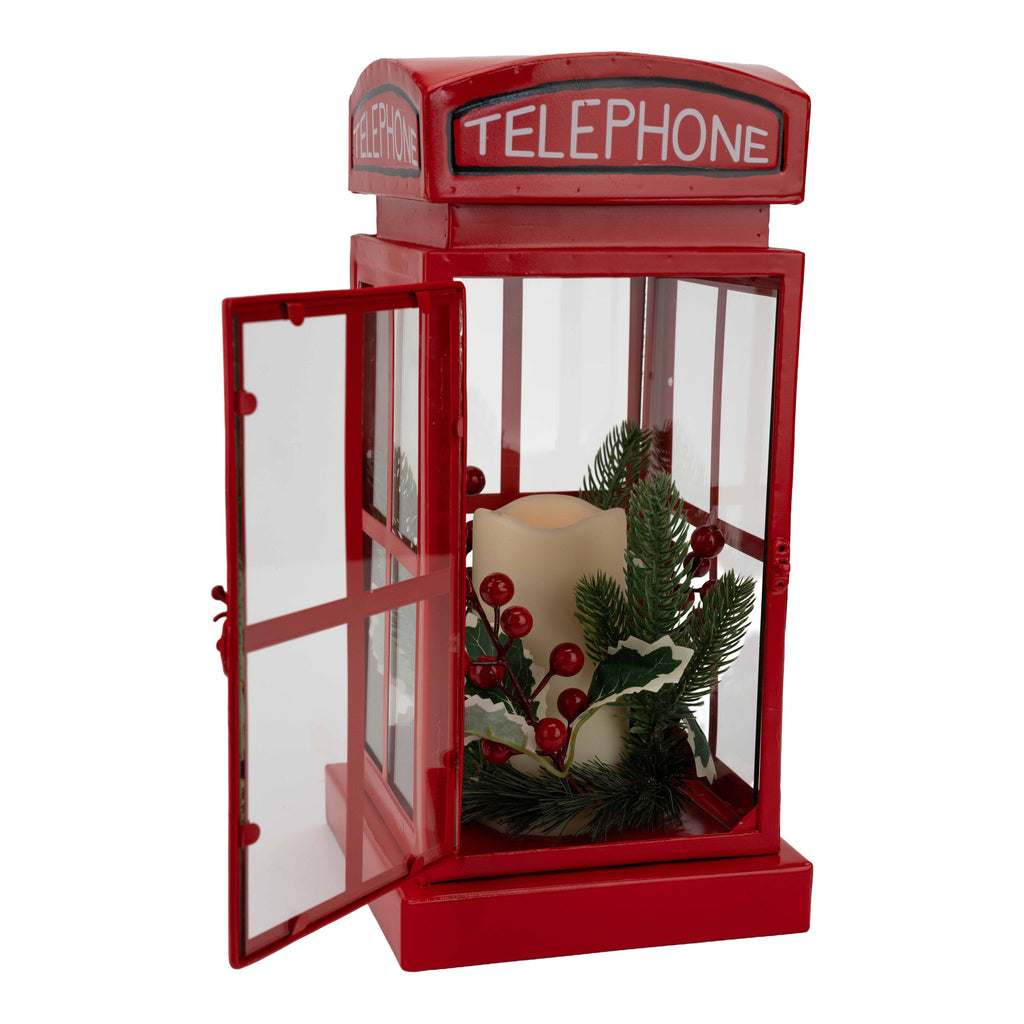 38cm Red Telephone Booth - Seasonal Decor