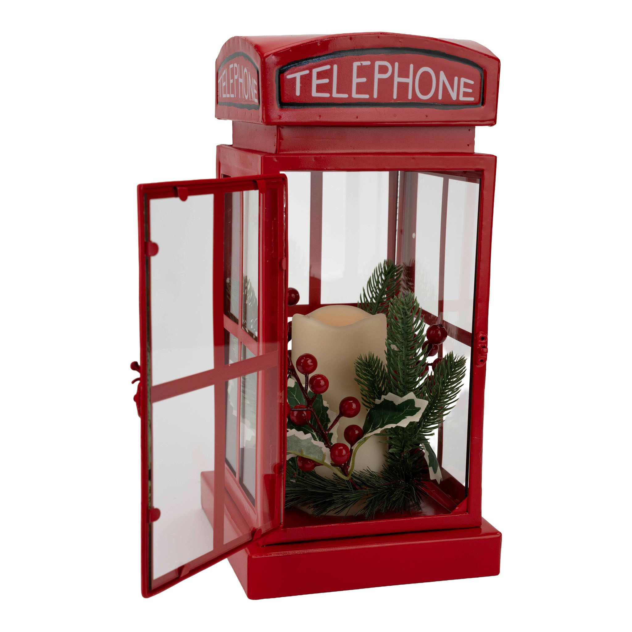38cm Red Telephone Booth - Seasonal Decor