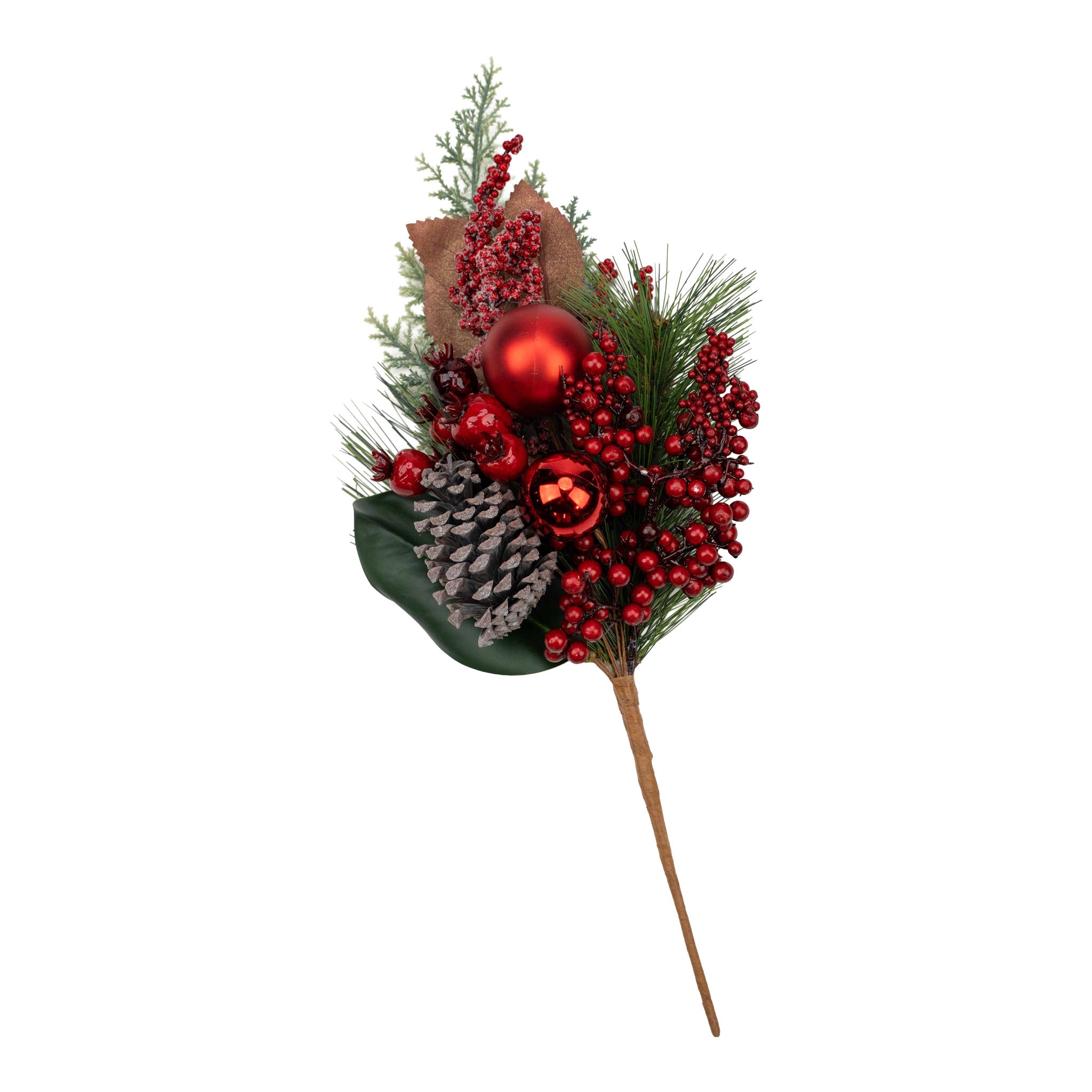 45cm Red Berry Pinecone Bauble Spray - Seasonal Decor