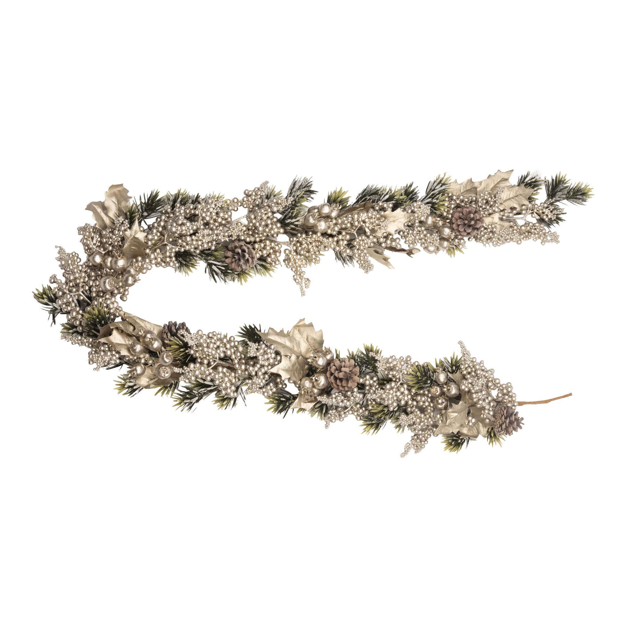 180cm Champagne Berry Leaf Garland - Seasonal Decor