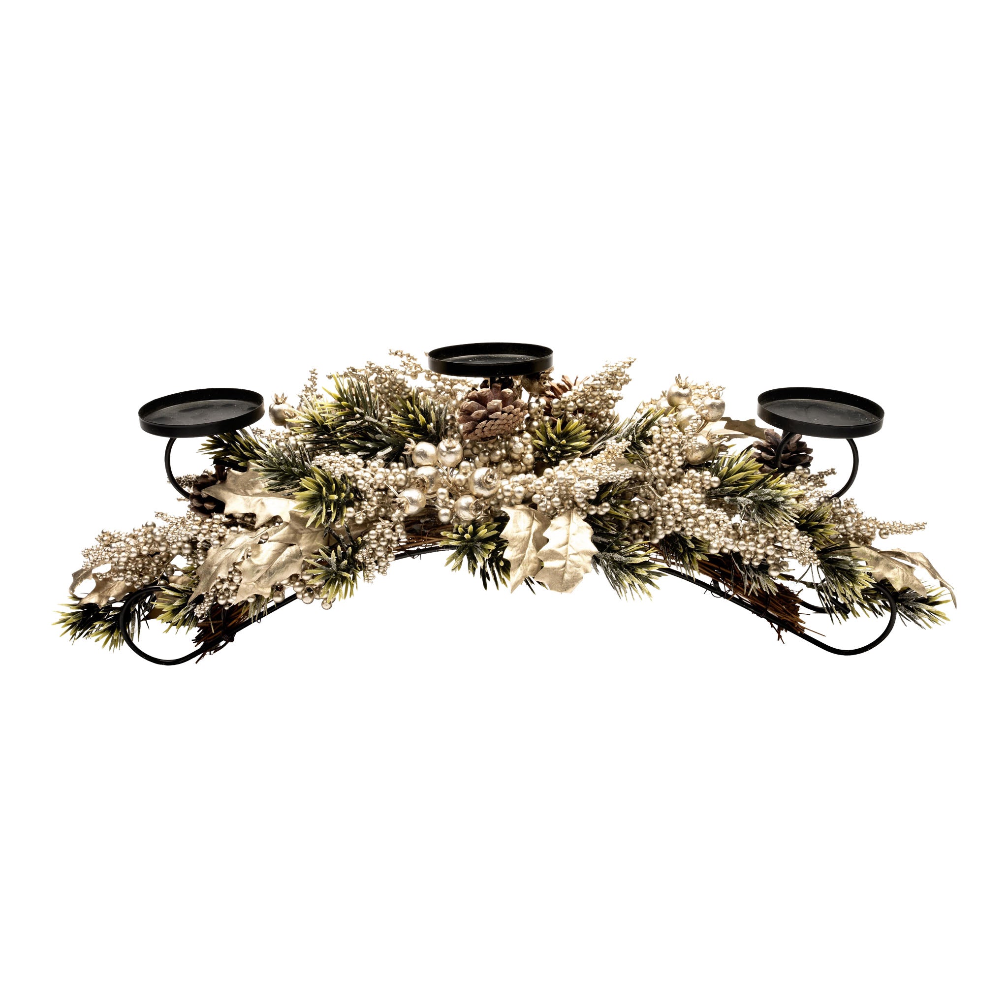 75cm Champagne Berry Leaf Centrepiece - Seasonal Decor