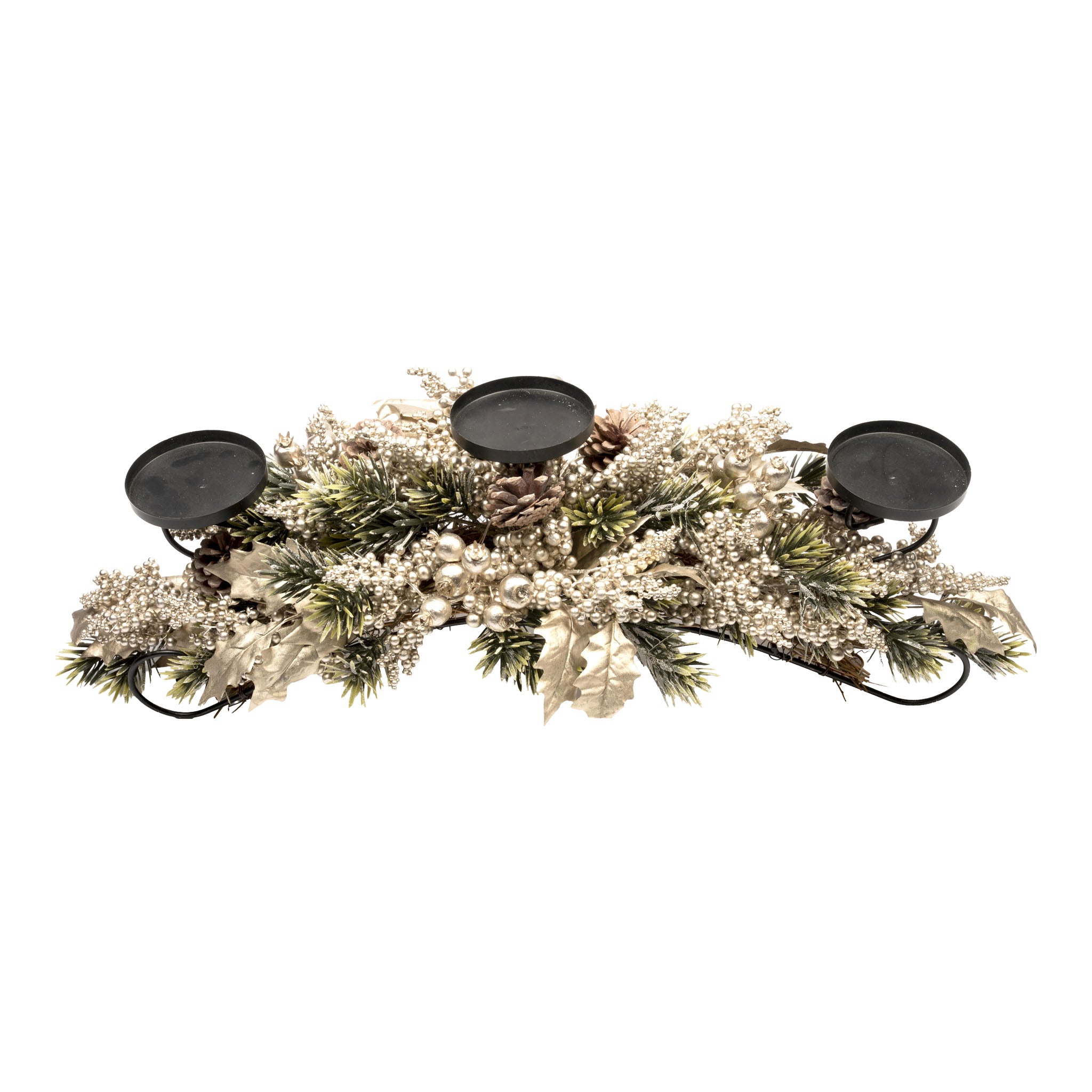 75cm Champagne Berry Leaf Centrepiece - Seasonal Decor
