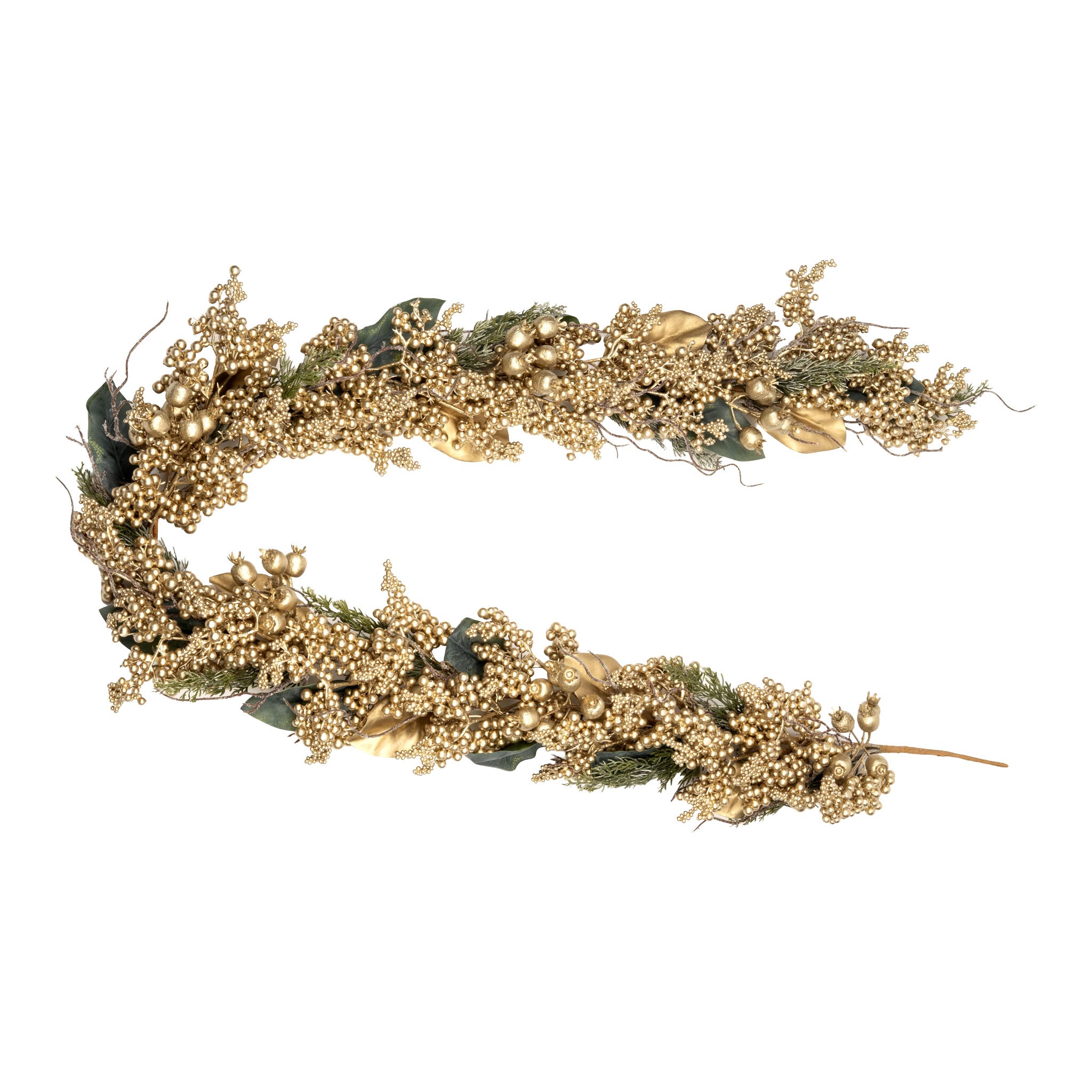 180cm Gold Berry Gold Leaf Garland - Seasonal Decor
