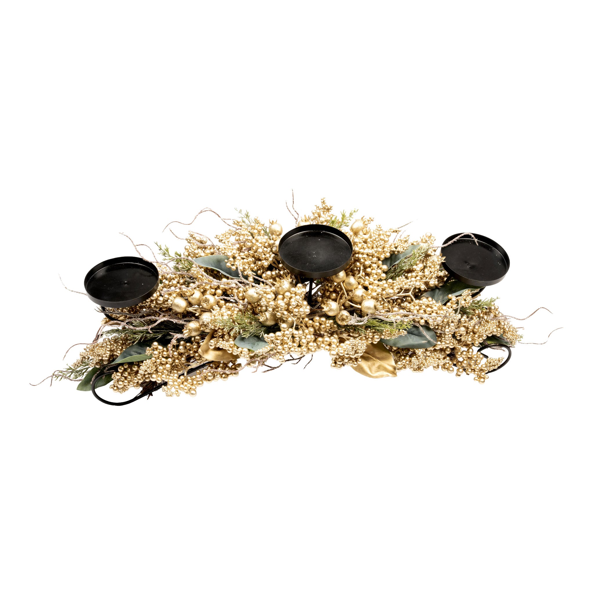 75cm Gold Berry Gold Leaf Centrepiece - Seasonal Decor
