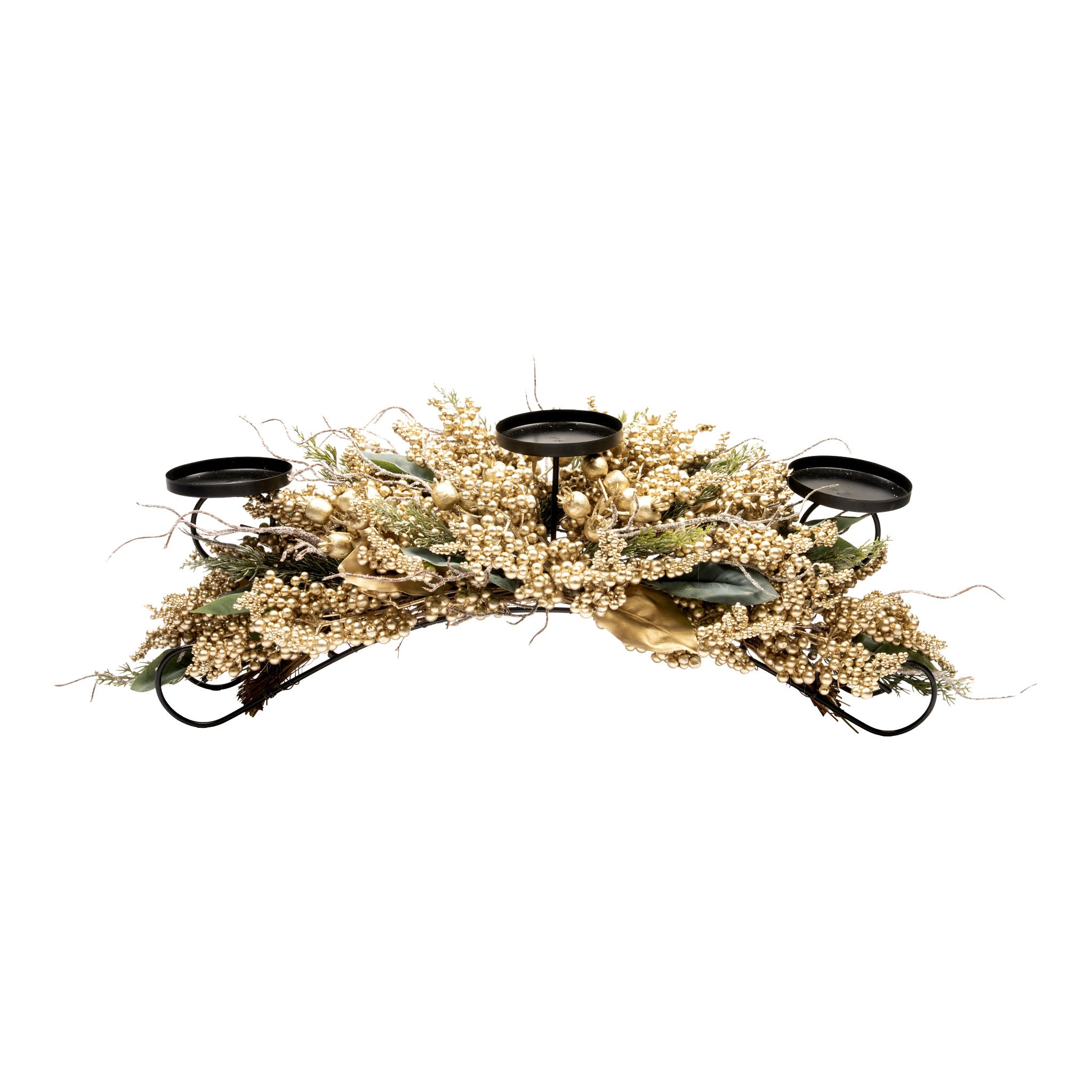 75cm Gold Berry Gold Leaf Centrepiece - Seasonal Decor