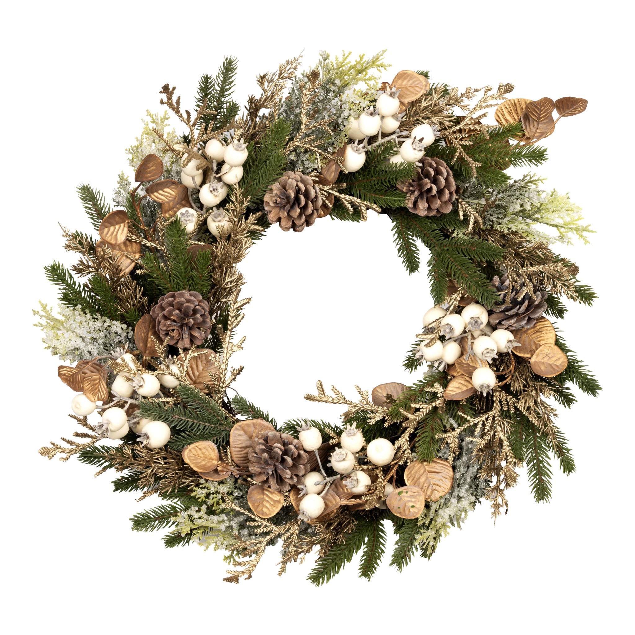 55cm Natural White Berry Wreath - Seasonal Decor