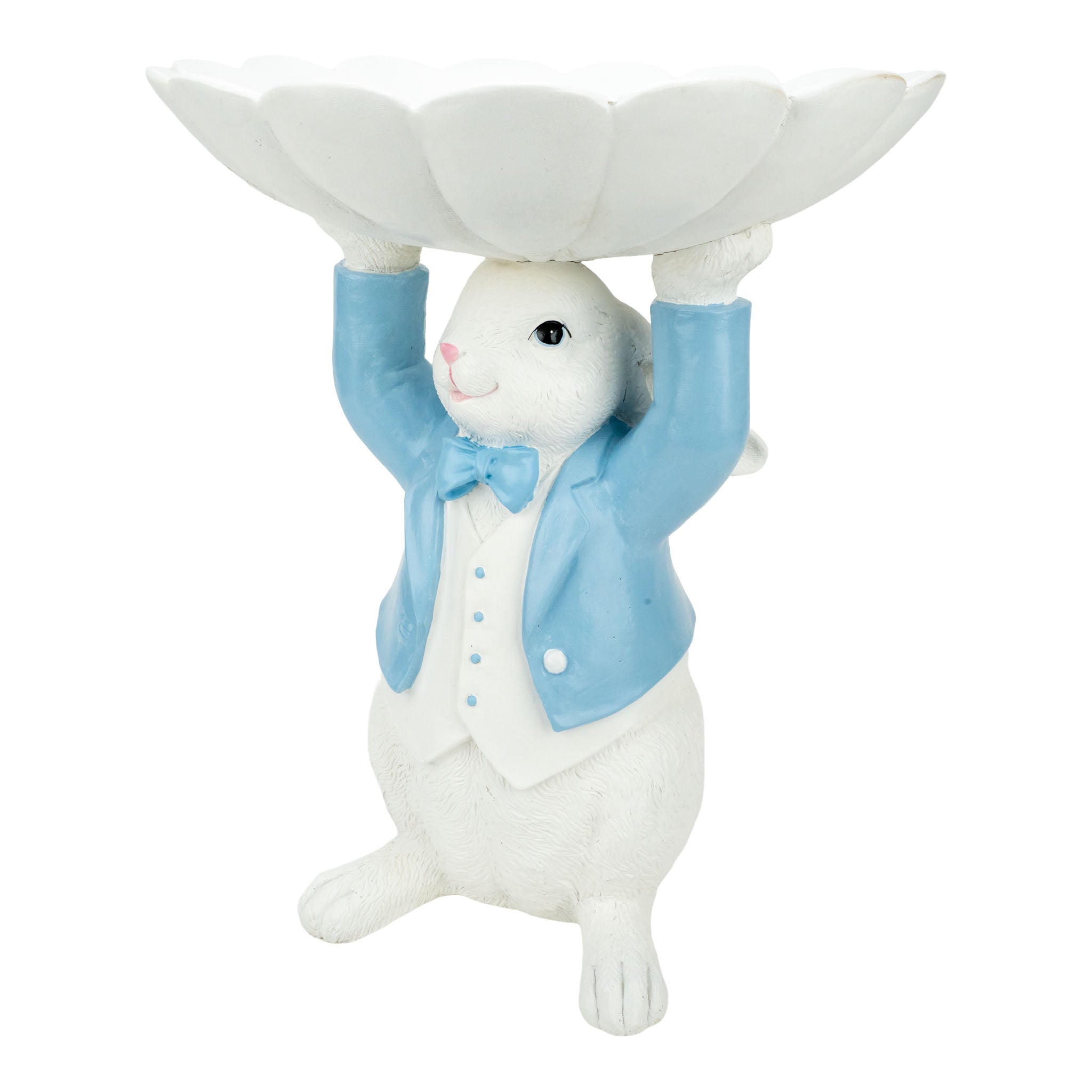 45cm Skye Blue Bunny with Bowl - Seasonal Decor