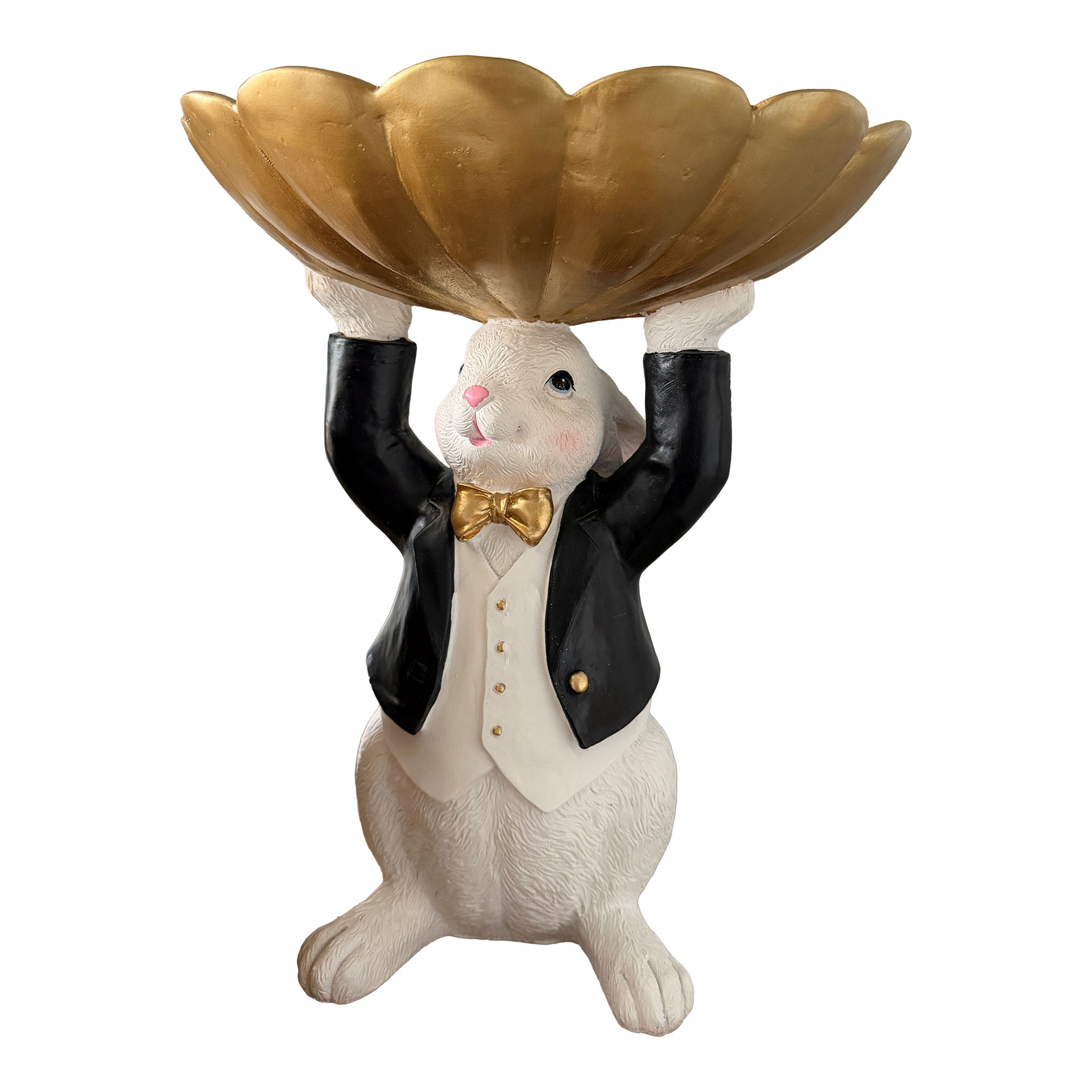 45cm Luxe Bunny with Bowl - Seasonal Decor