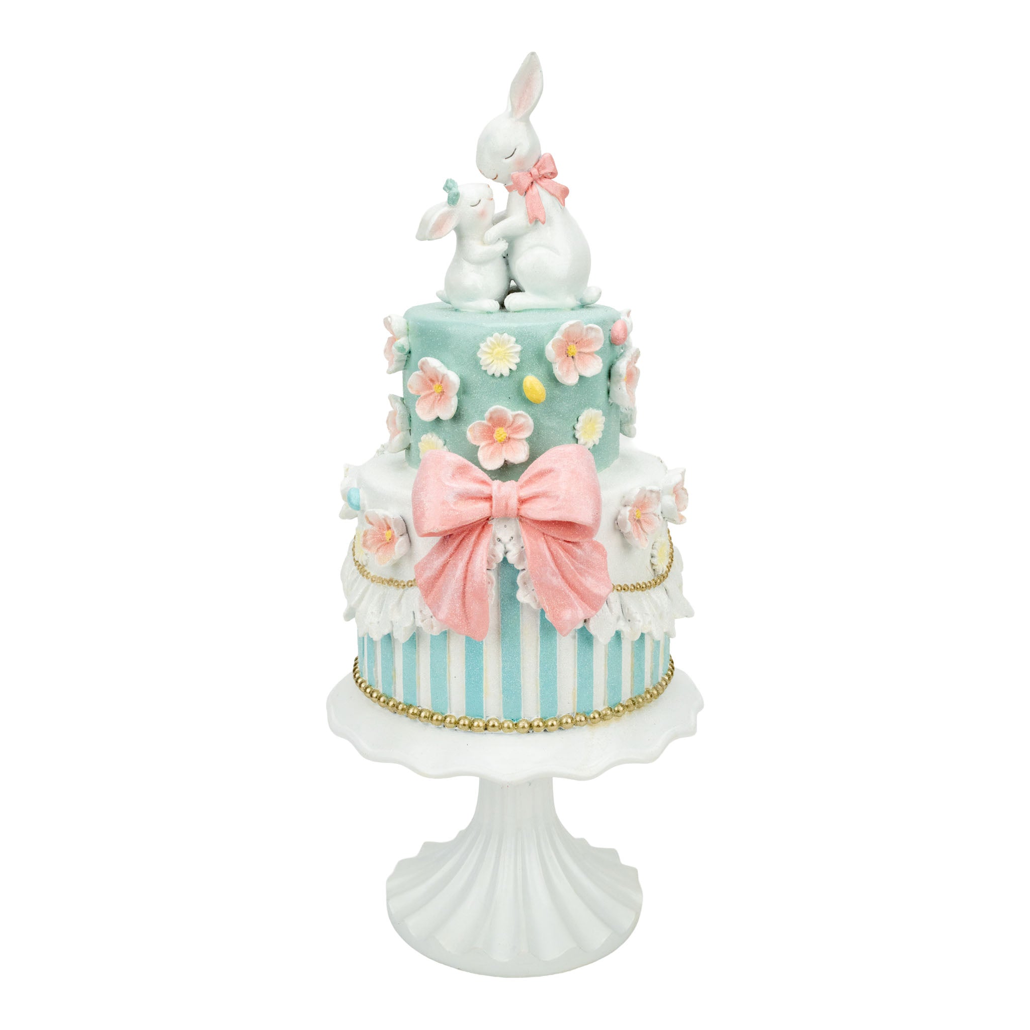 45cm Sweet 2 Tier Bunny Love Cake - Seasonal Decor