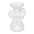 18cm White Bow Pillar Holder - Seasonal Decor