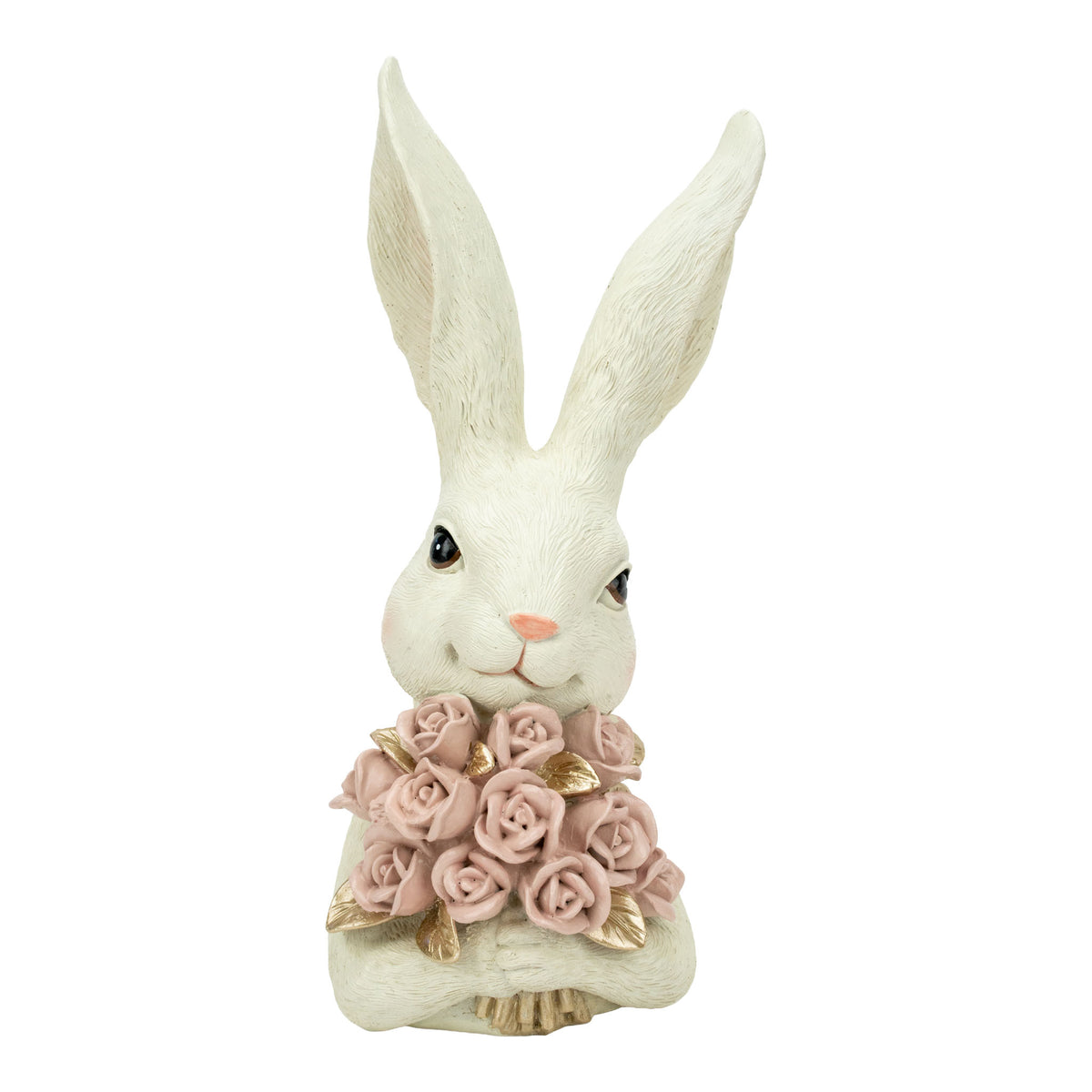 26cm Bunny Bust Holding Flowers