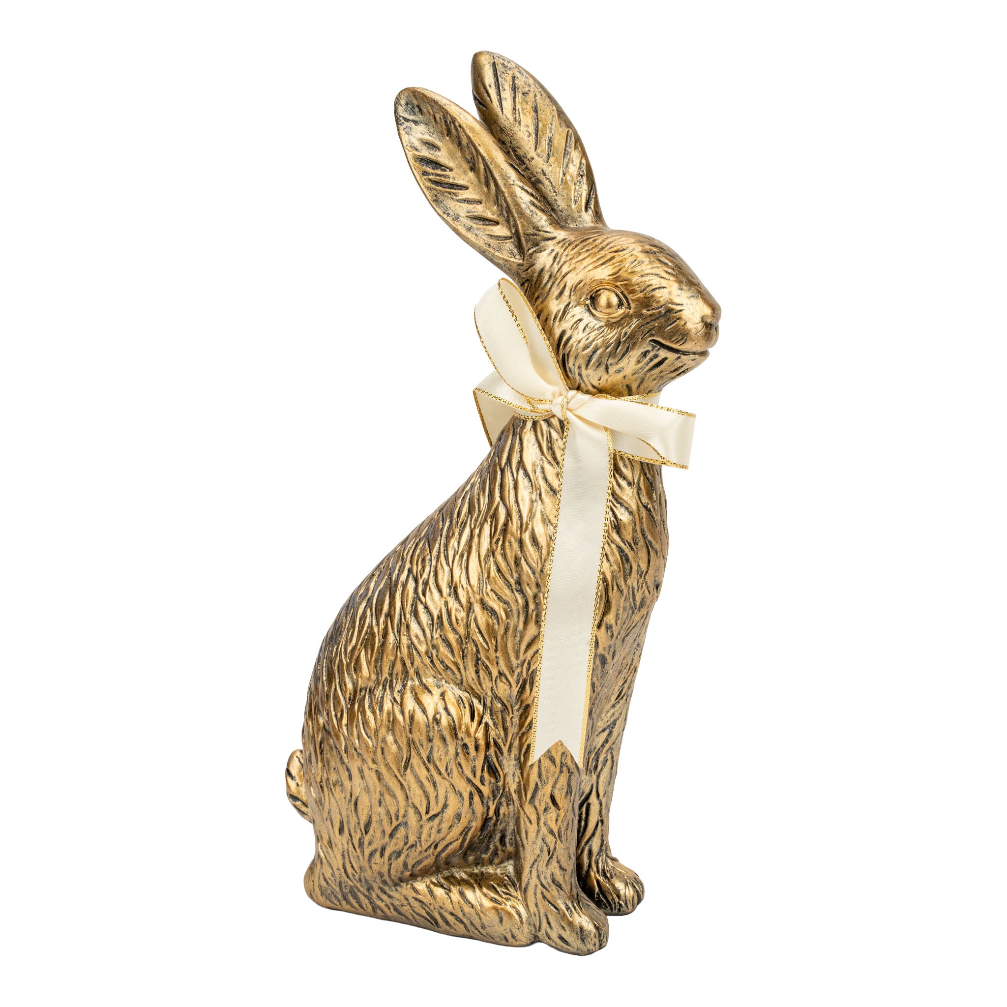 Elegant Bunny with Ivory Bow - Seasonal Decor