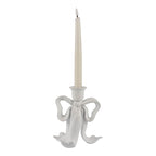 White Bow Candle Holder Sm - Seasonal Decor