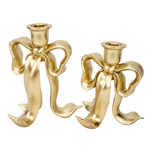 Champagne Bow Candle Holder Lge - Seasonal Decor