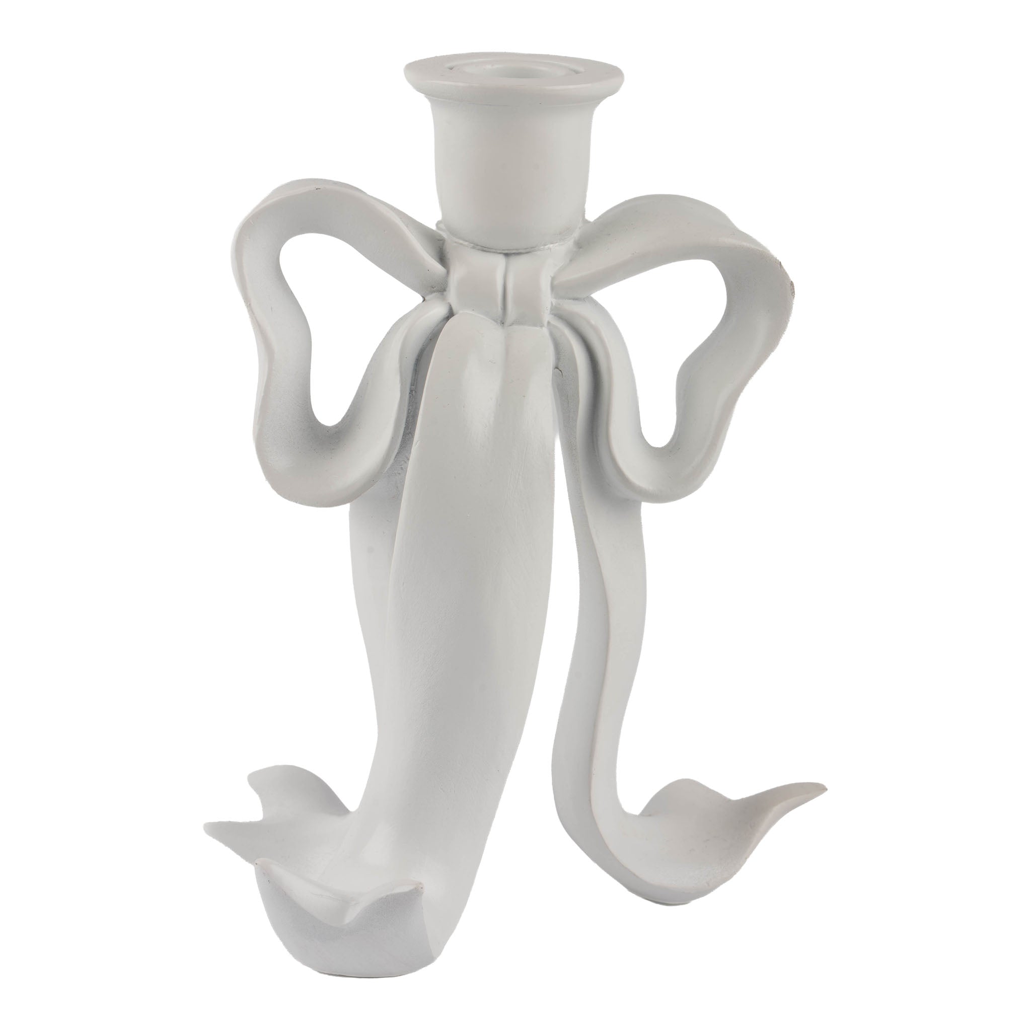 White Bow Candle Holder Lge - Seasonal Decor