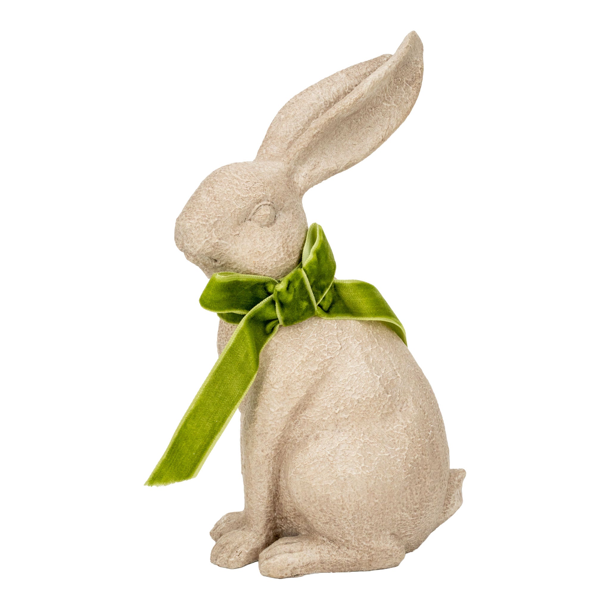 21cm Bunny with Green Bow - Seasonal Decor