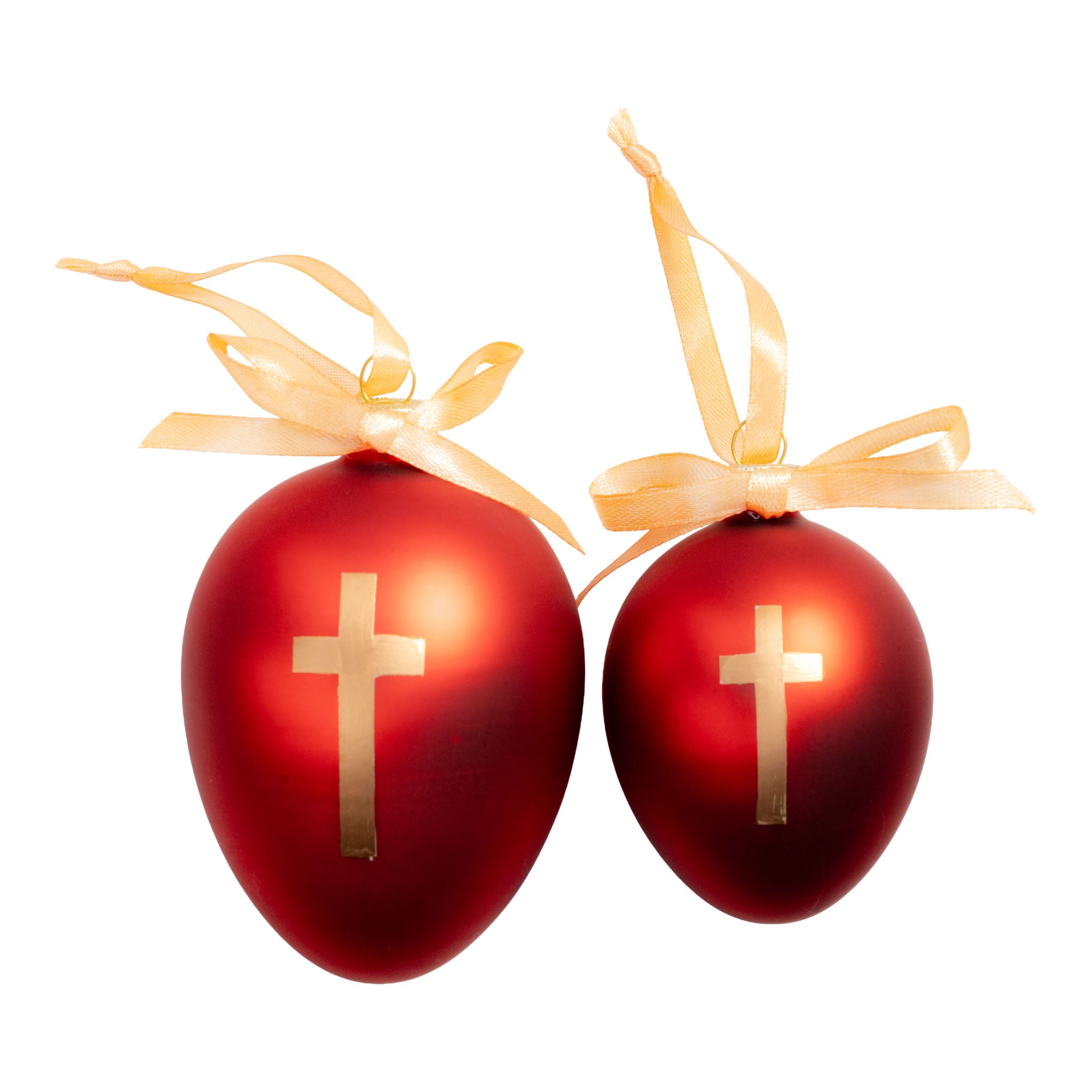 8cm Red Matte Egg Cross Hanging - Seasonal Decor