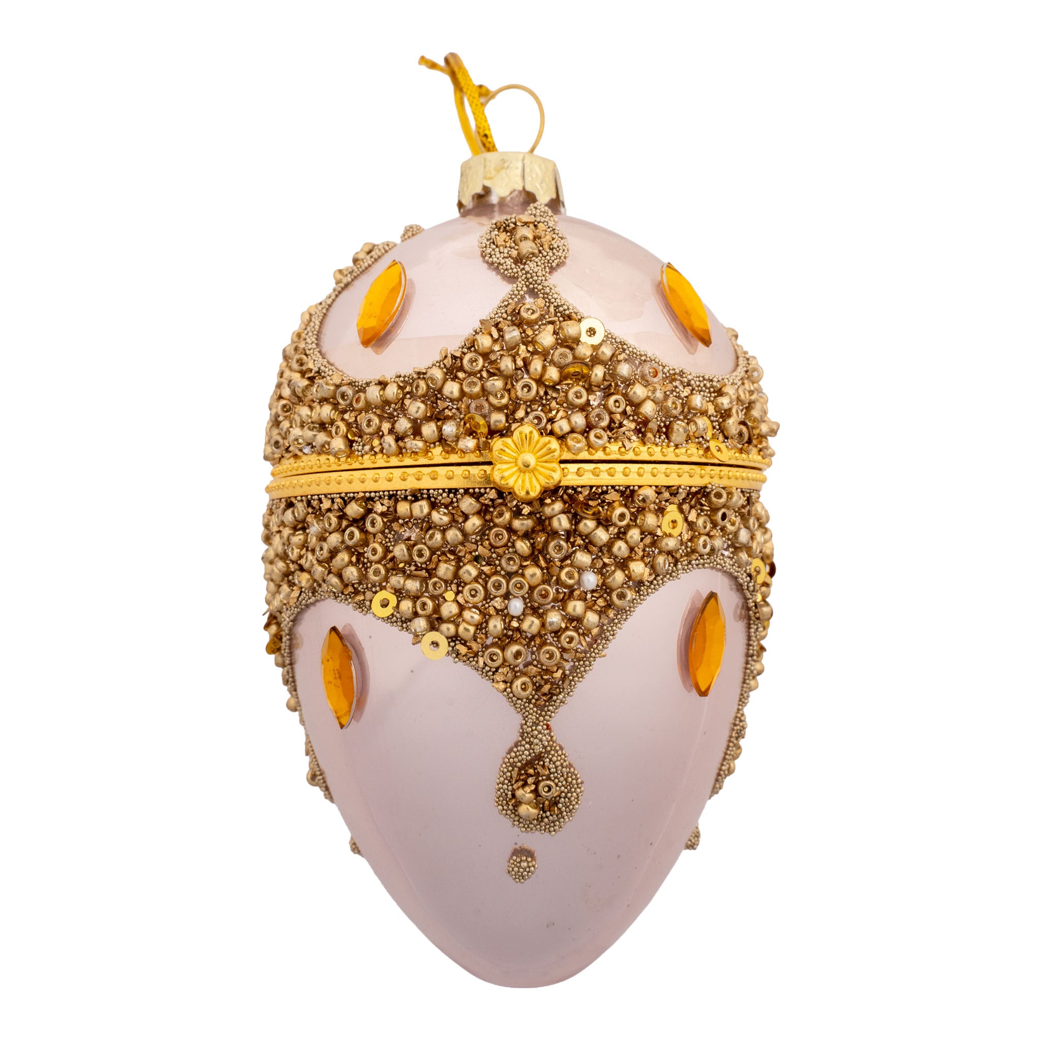 9cm Encrusted Pink Egg Hanging Trinket Box - Seasonal Decor