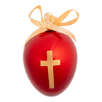8cm Red Gloss Egg  Cross Hanging - Seasonal Decor
