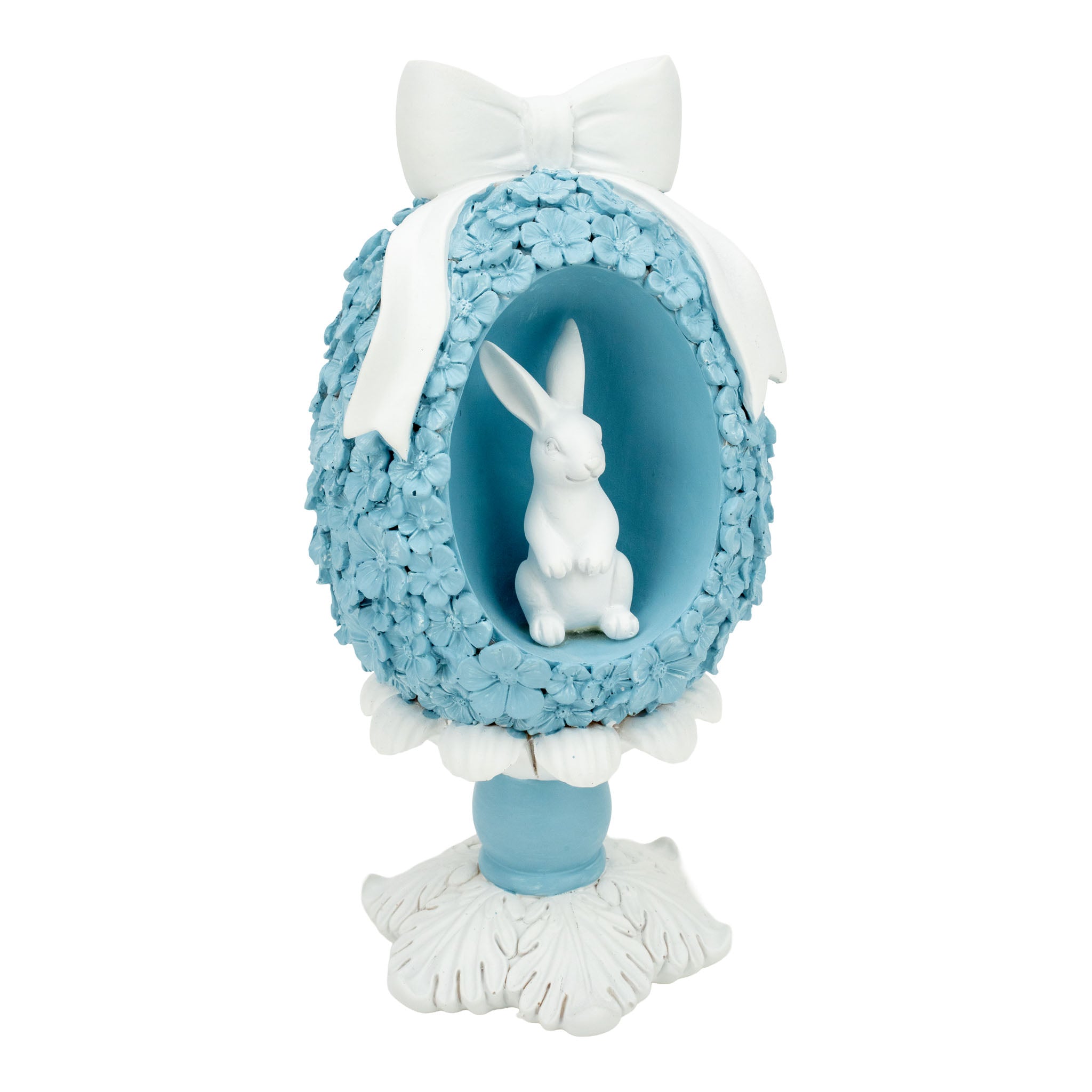 27cm Skye Blue Bunny in Floral Egg - Seasonal Decor