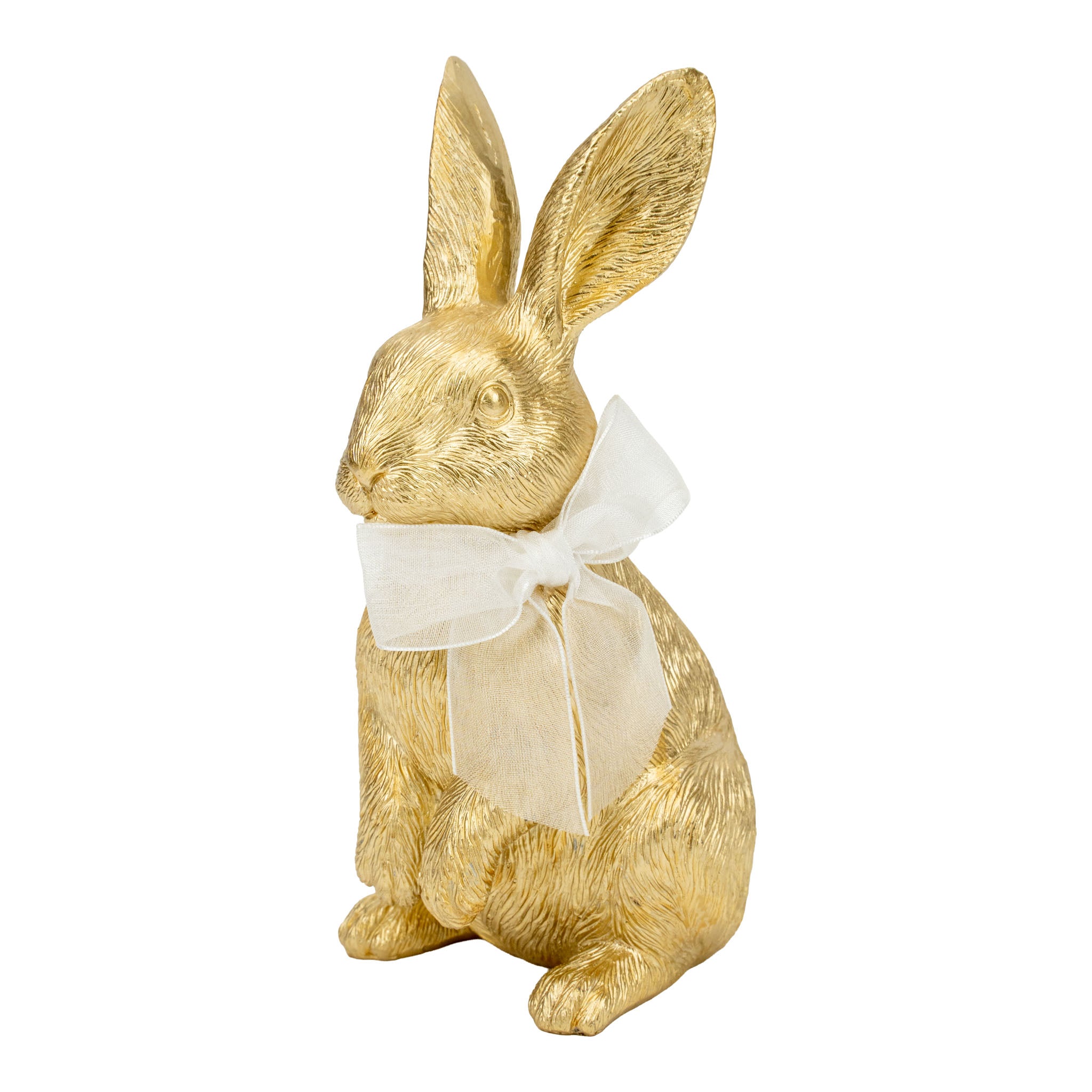 15.5cm Golden Bunny with Bow - Seasonal Decor