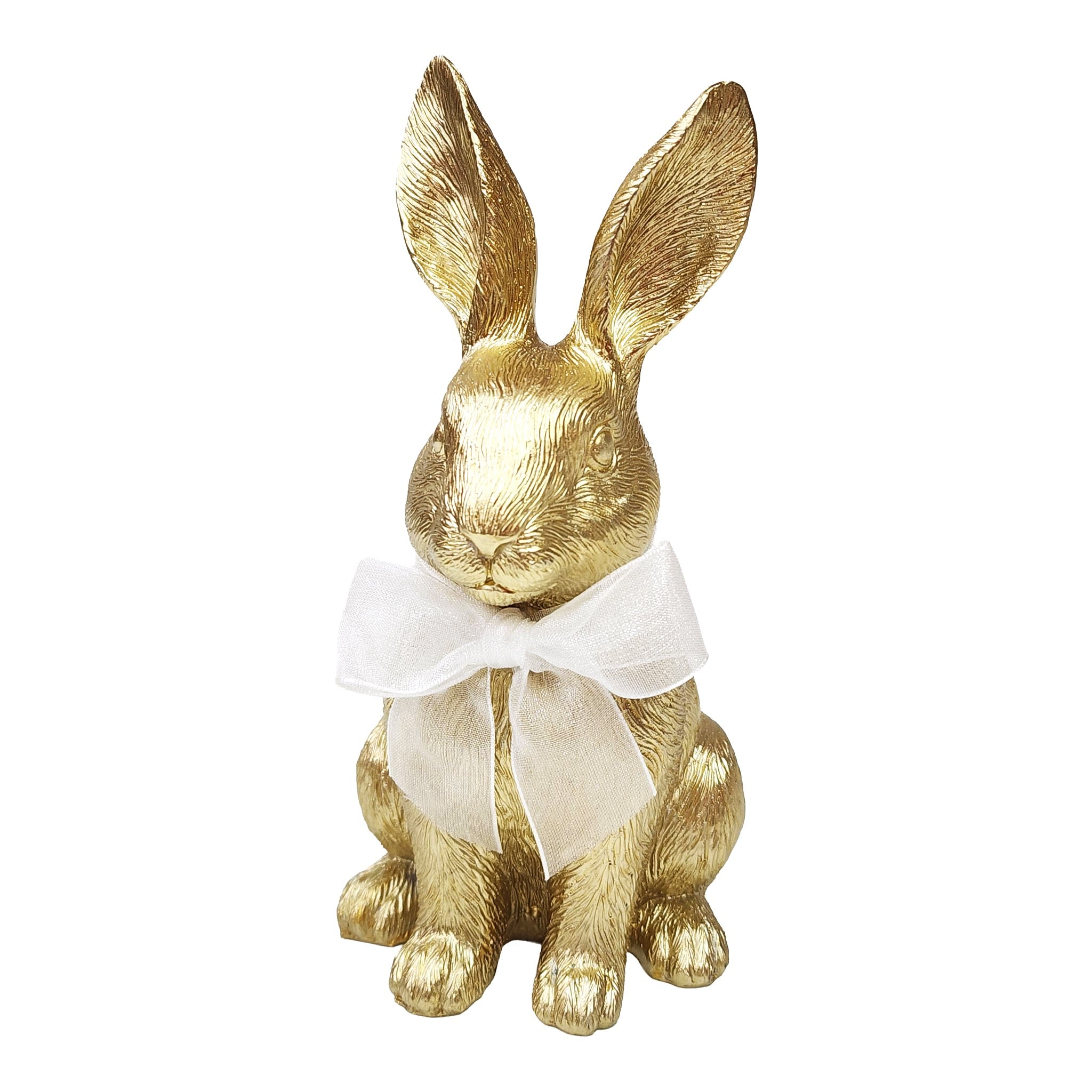 15.5cm Golden Bunny with Bow - Seasonal Decor