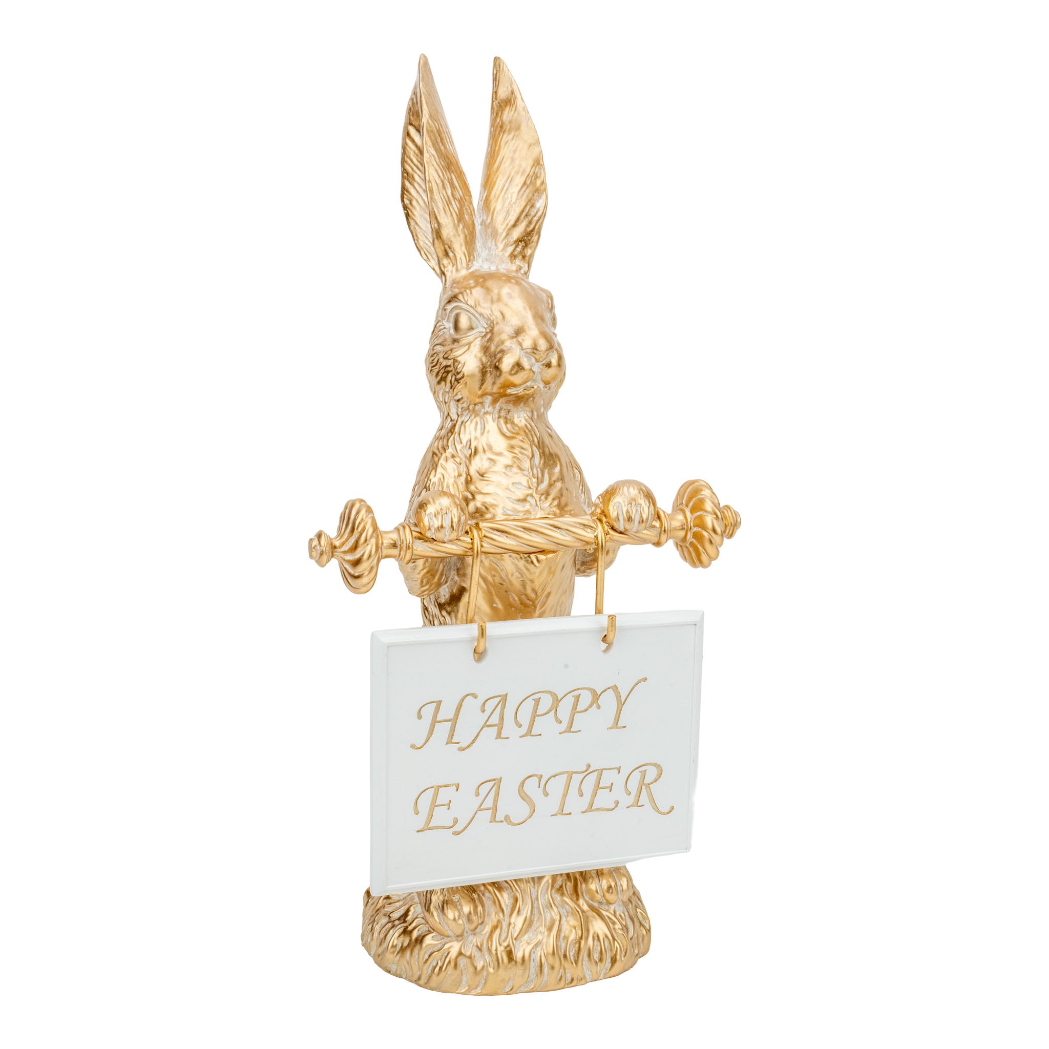 Golden Bunny Happy Easter Sign - Seasonal Decor