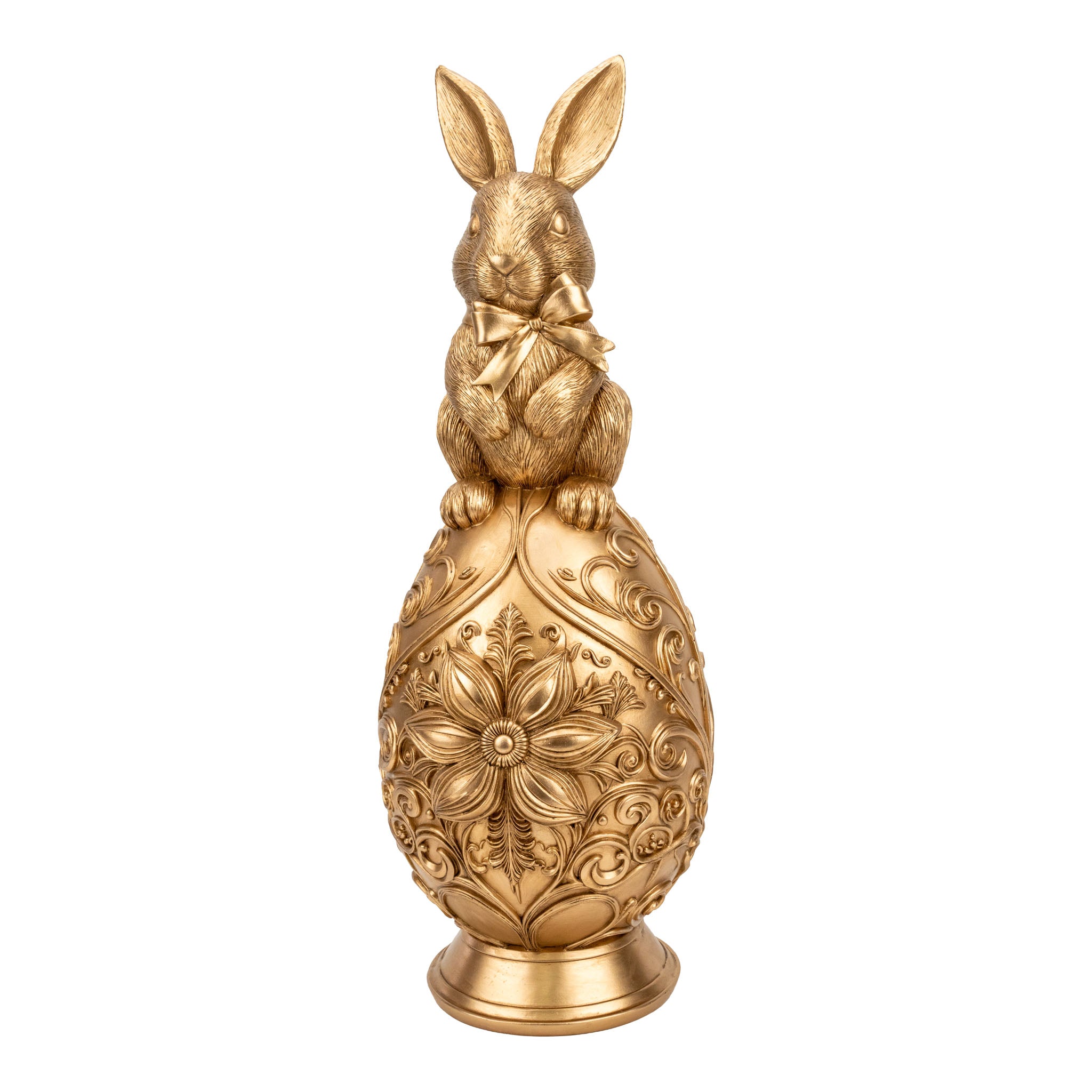 61.5cm Golden Bunny on Egg Finial - Seasonal Decor