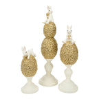 21cm Bunny on Champagne Floral Egg - Seasonal Decor