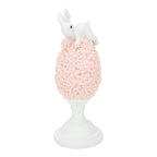 21cm Bunny on Pink Floral Egg - Seasonal Decor