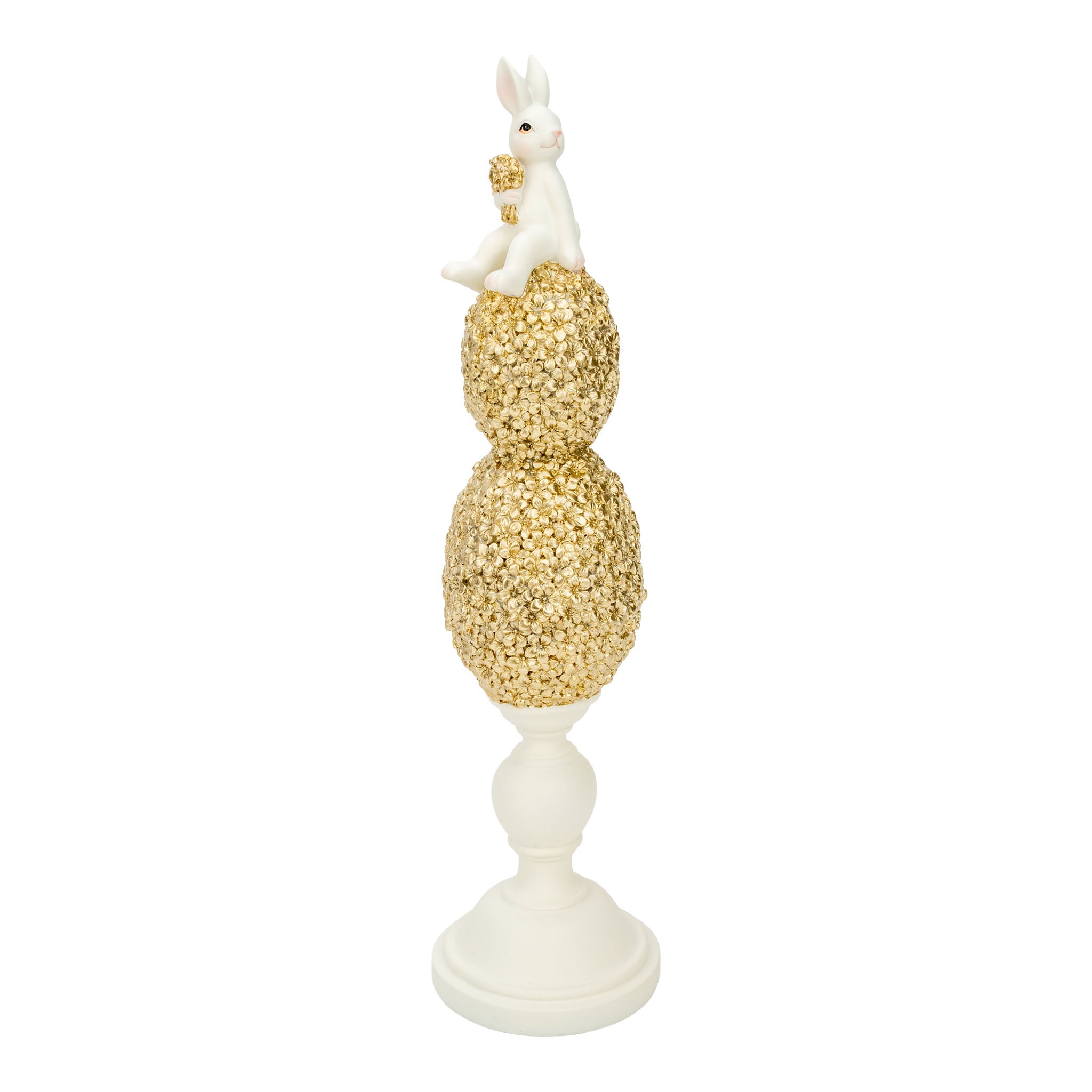 38.5cm Bunny on Champagne Floral Eggs - Seasonal Decor