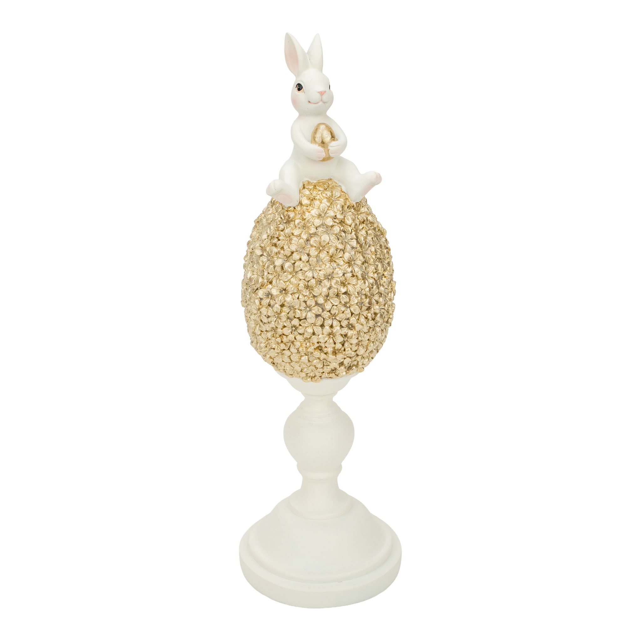 30cm Bunny on Champagne Floral Eggs - Seasonal Decor