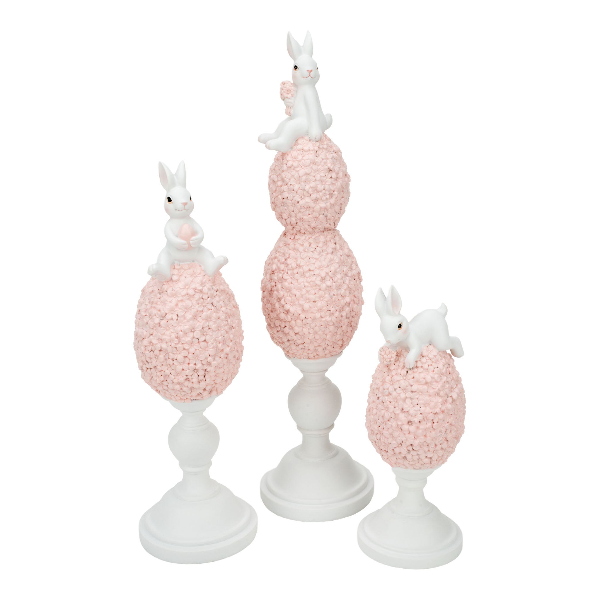 30cm Bunny on Pink Floral Eggs - Seasonal Decor