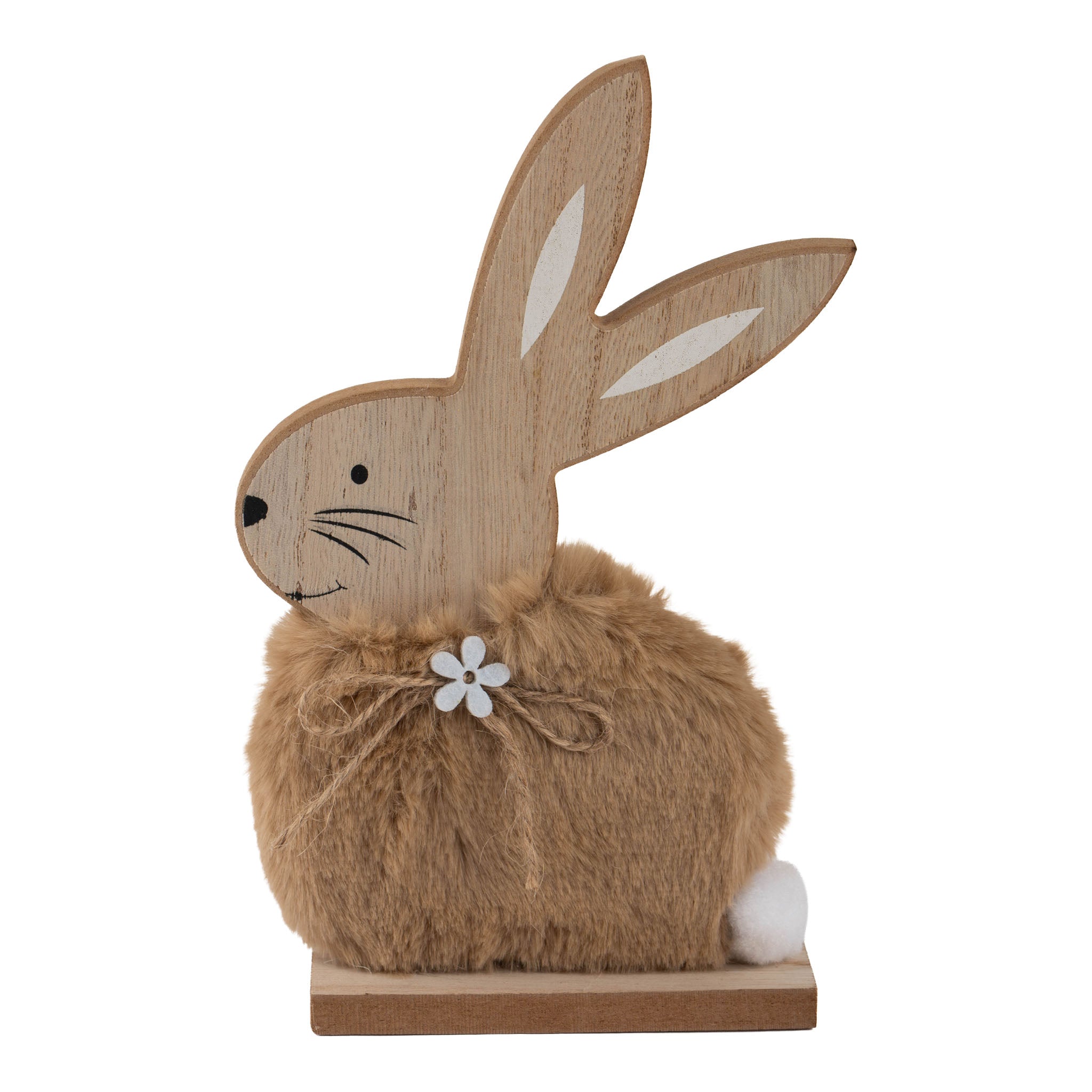 21cm Bunny Fluffy Brown Silhouette - Seasonal Decor