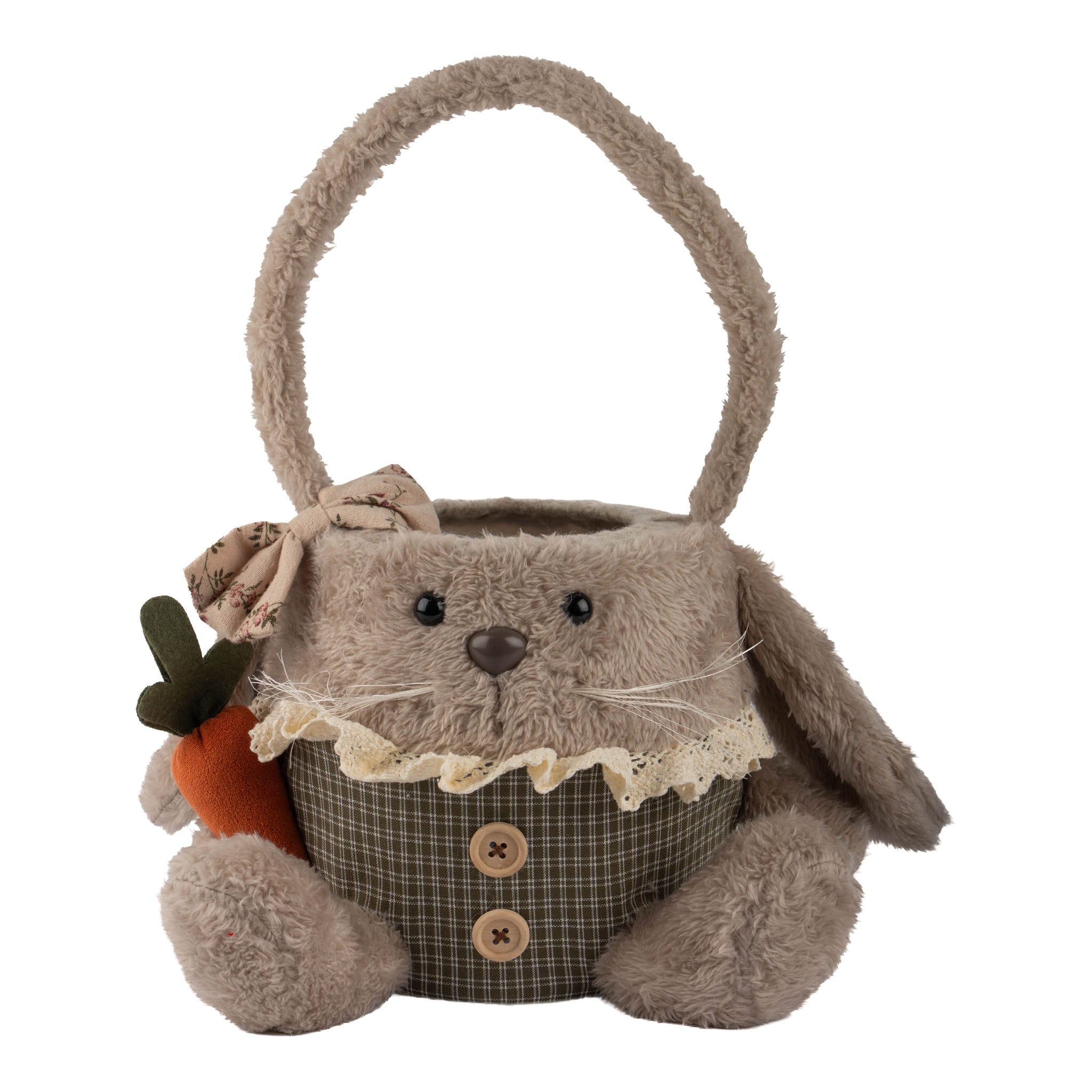 34cm Plush Bunny Egg Hunt Basket - Seasonal Decor